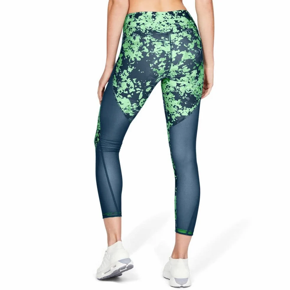 Under Armour HG Ankle Crop Double Nov Pant Pantalones Pirata, Mujer, Techno Teal/Green Typhoon/Metallic Silver, M