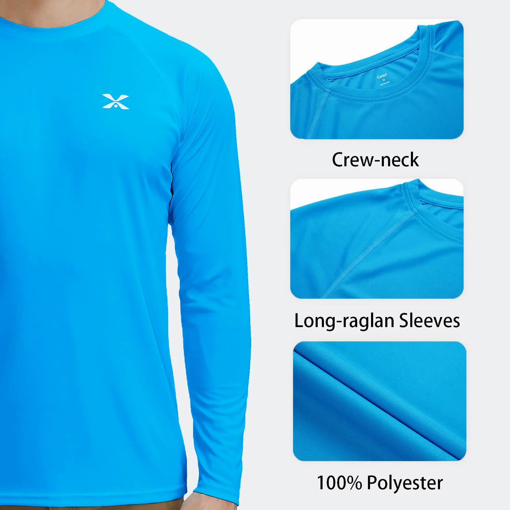 MOHEEN Camiseta de manga larga para hombre con protección solar UPF 50+, de secado rápido, para senderismo, pesca, natación, tallas M-3XL
