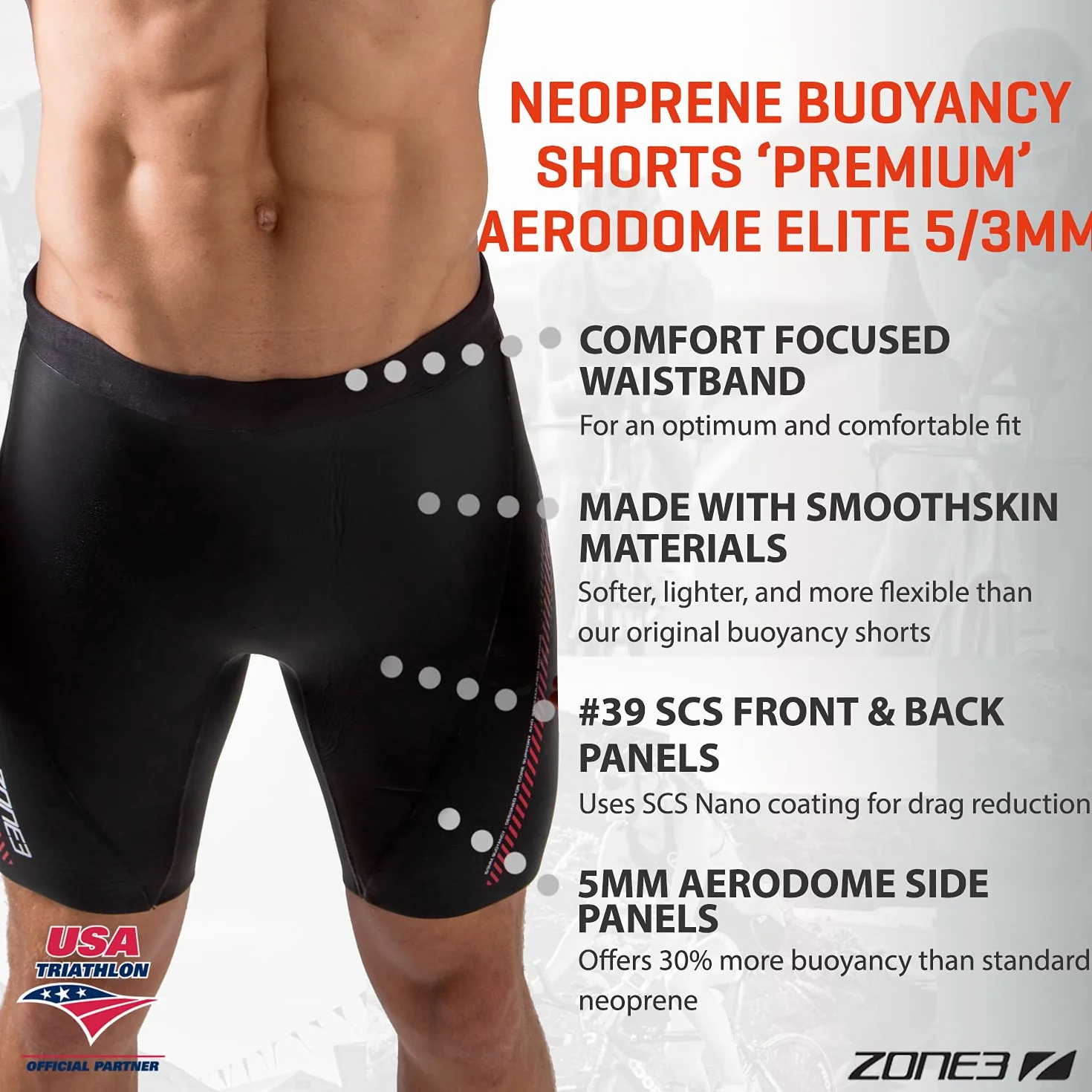 Zone3 Neoprene Buoyancy Shorts 'Premium' Aerodome Elite 5/3mm