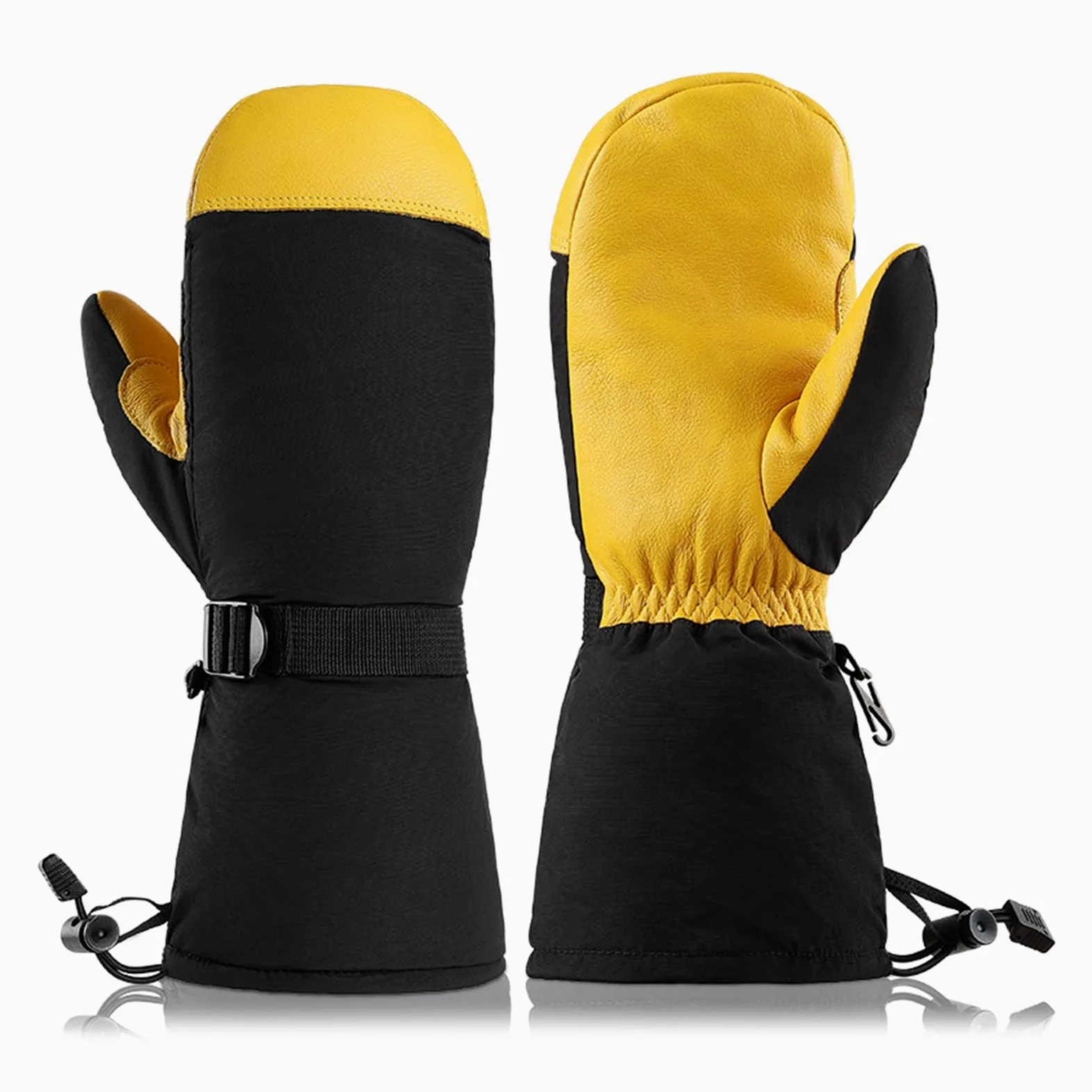 Guantes de esquí para clima frío, forro grueso, impermeables, resistentes al viento, snowboard, unisex, correa de muñeca ajustable, resistente al viento, térmicos para clima frío
