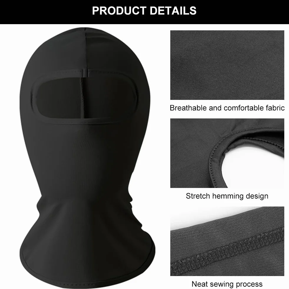 Pasamontañas Niño Balaclava Niños Capucha Tormenta Transpirable Motocicleta Elasticidad Prueba Viento 2 pcs Negro