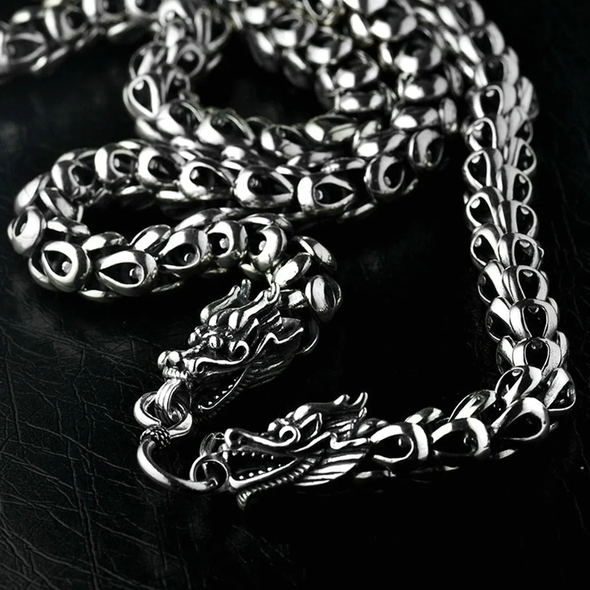 Collar de plata 925 maciza con cadena de dragones para hombre, hipoalergénico