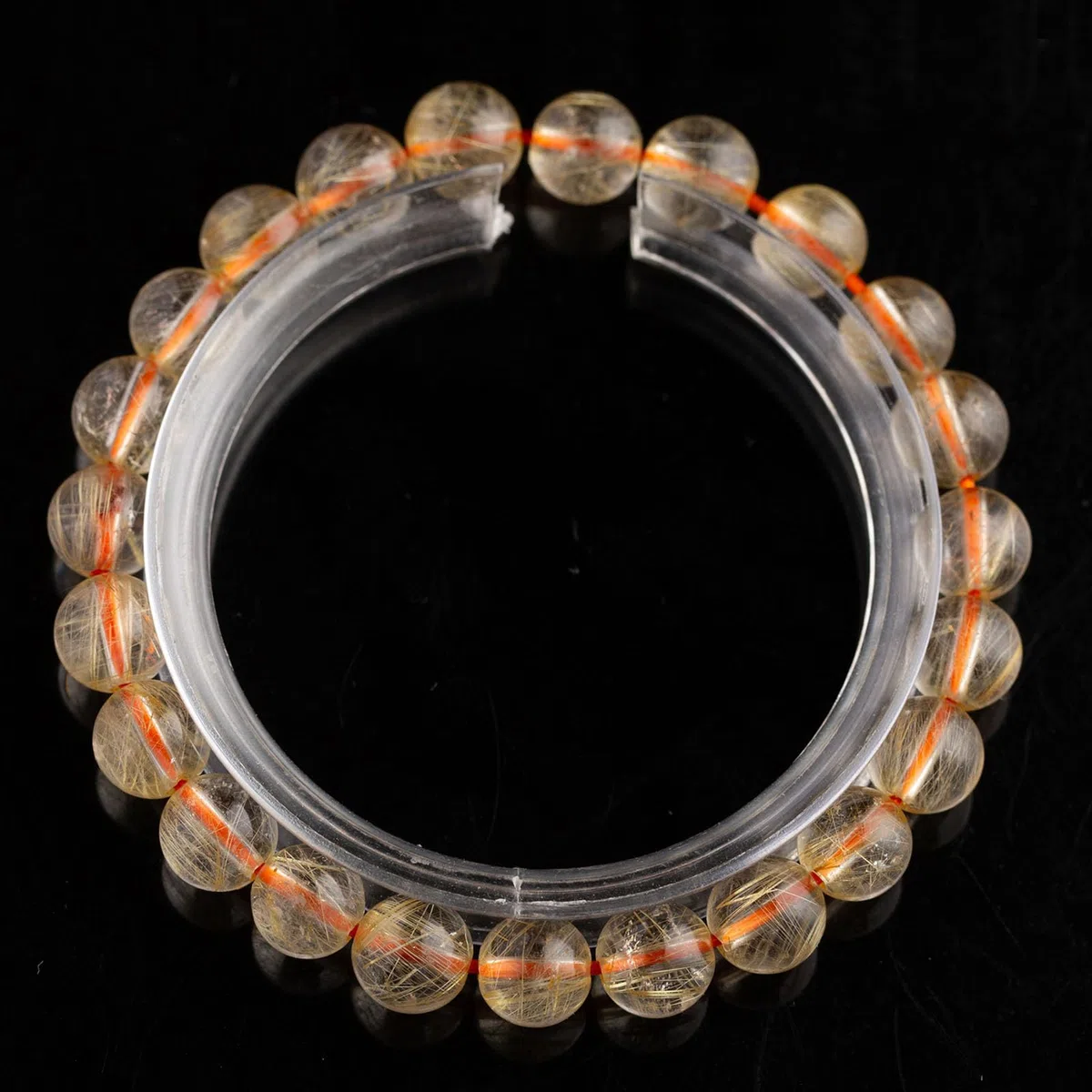 Pulsera de Cuentas de Chakras con Cristales de Piedras Preciosas de Citrino, Cuentas de Cristal Natural, Cuentas de Piedra Lisa Redonda Pulida de Cuarzo rutilado Dorado, Cuentas,15MM