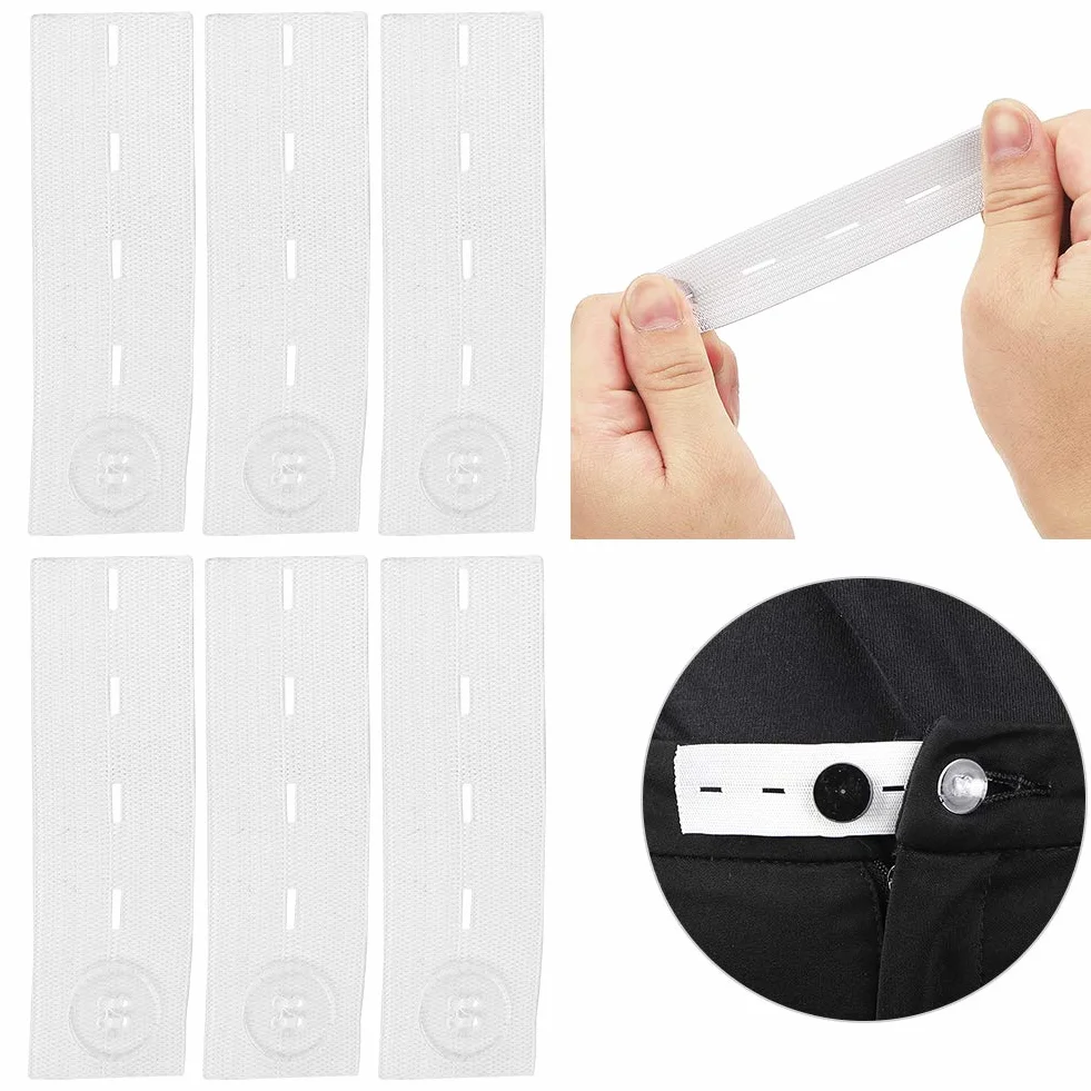GOTOTOP 6 piezas cinturón extensión hebilla pantalones de maternidad ajustables extender banda elástica cinturón de embarazo blanco y negro cinturón ventral (blanco)
