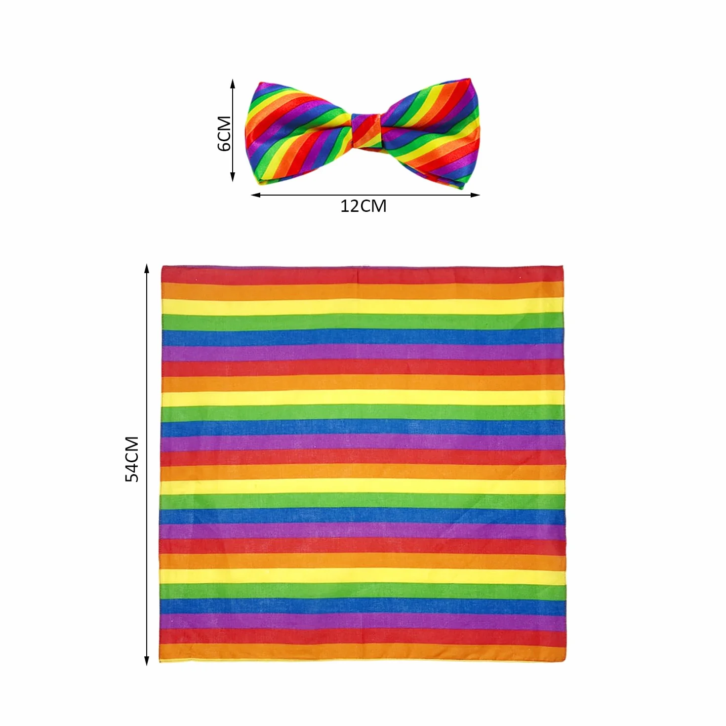 Corbata con pañuelo pajarita a rayas de colores arco iris accesorio para disfraces mujer