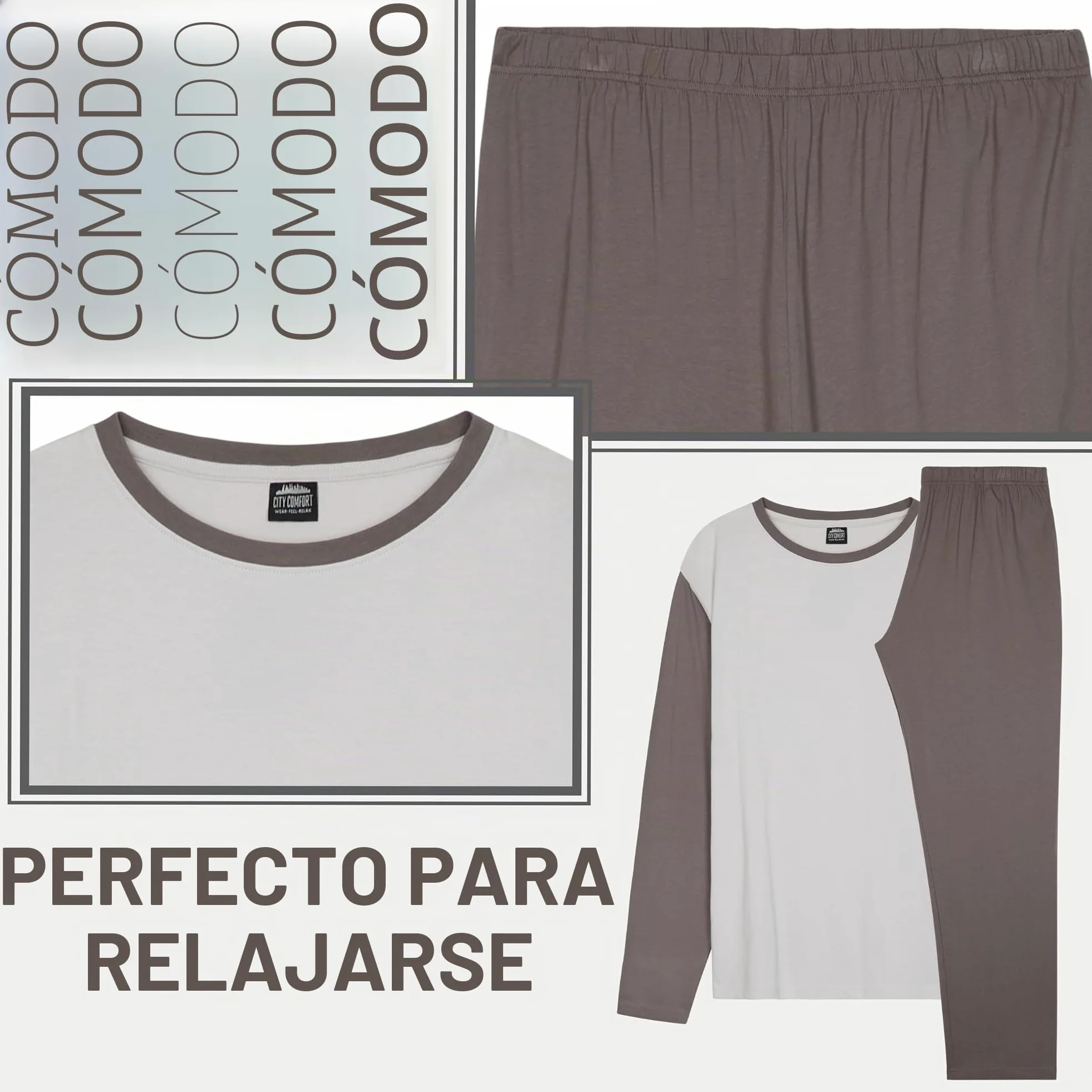 CityComfort Pijama Invierno con mangas largas para Hombre