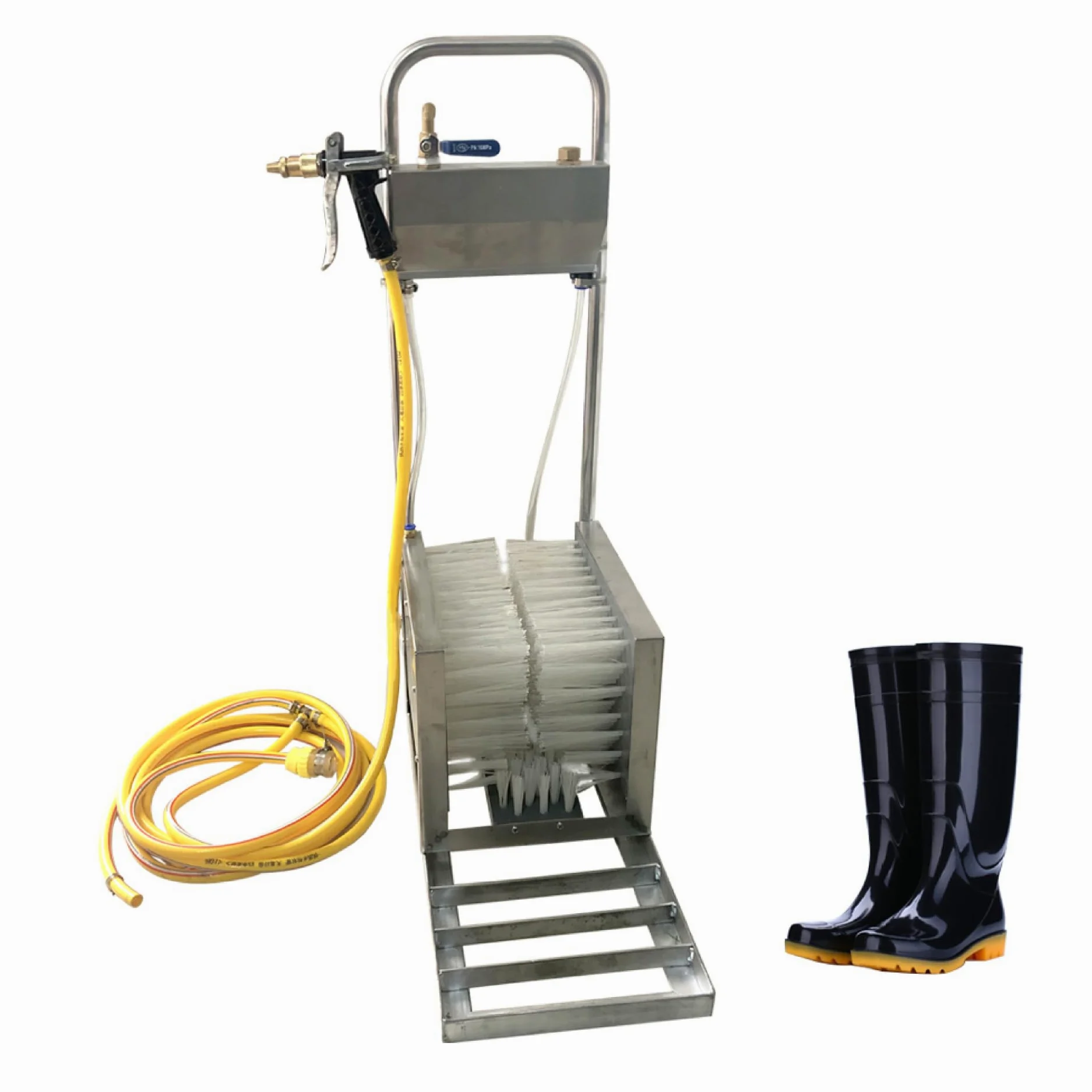 Limpiador de Botas de Trabajo de Acero Inoxidable de Alta Resistencia con Pistola rociadora de Agua para Botas de Barro, Botas de Lluvia, Botas de Trabajo y Obras de construcción.