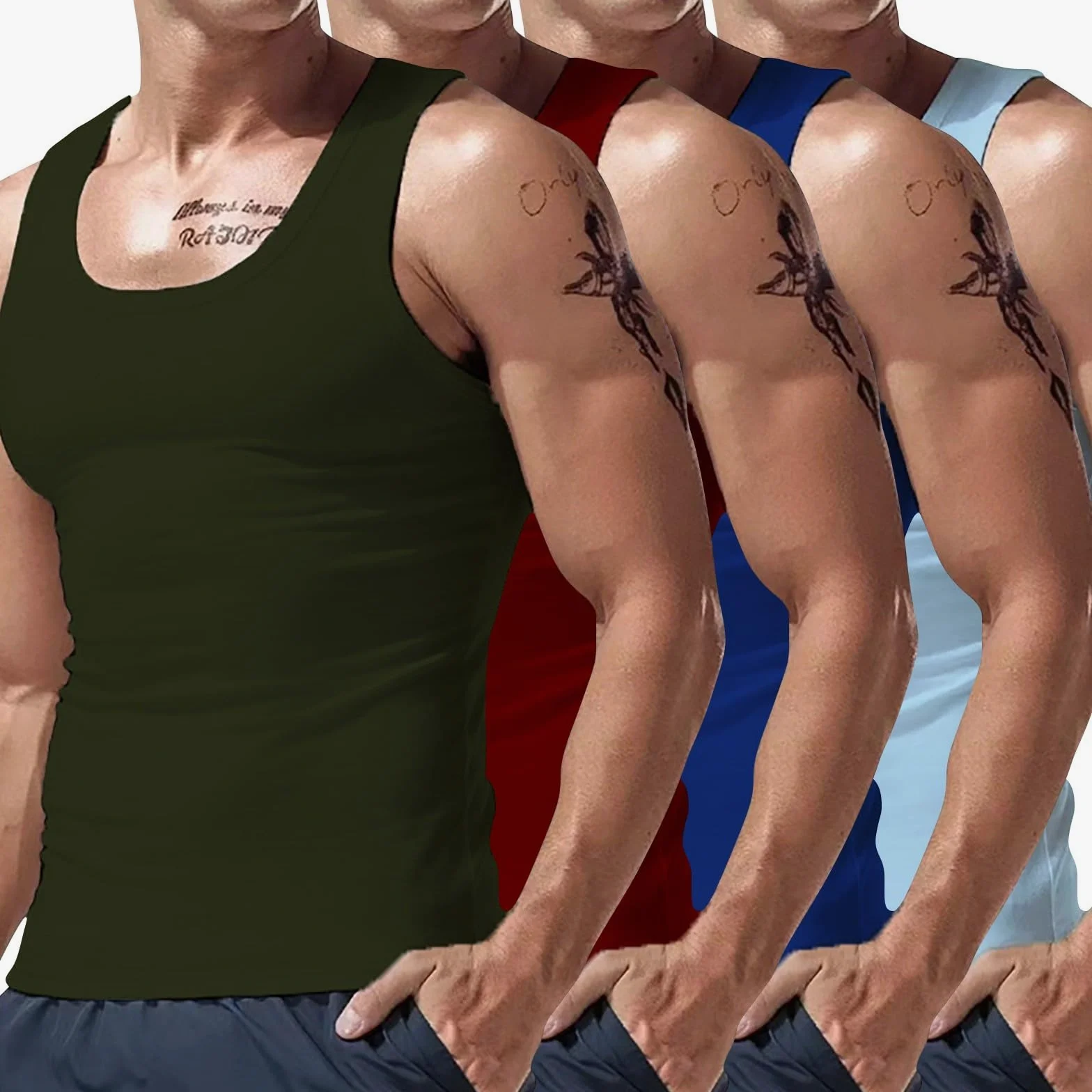 Pack de 3 camisetas interiores para hombre, camiseta de tirantes deportiva, camiseta sin mangas, camiseta sin mangas, camiseta de un solo color, camiseta ligera, camiseta de gimnasio, camiseta para