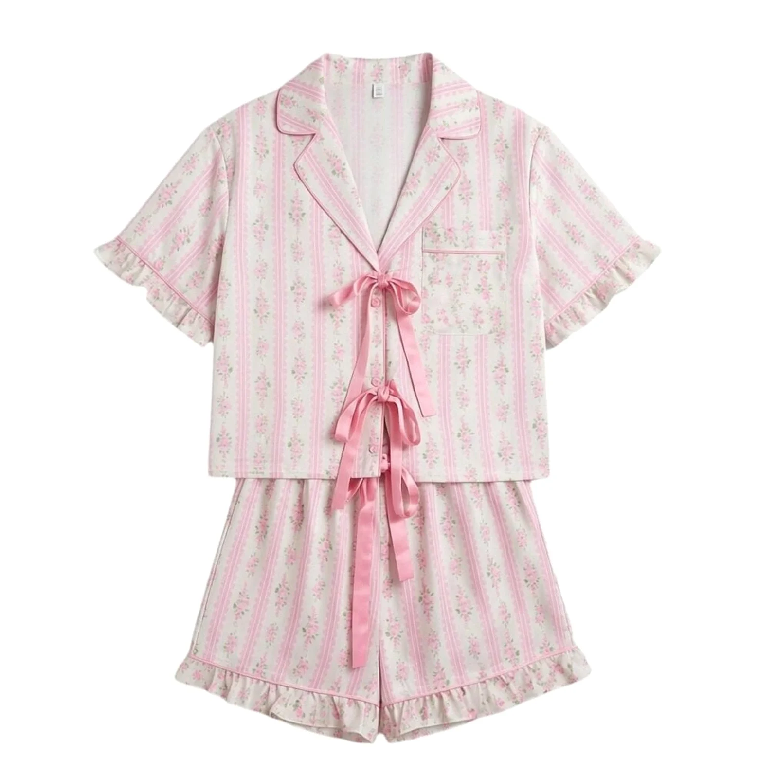 Conjunto de pijama de mujer de moda 2026 camisa a rayas pantalones cortos casuales para un relajado