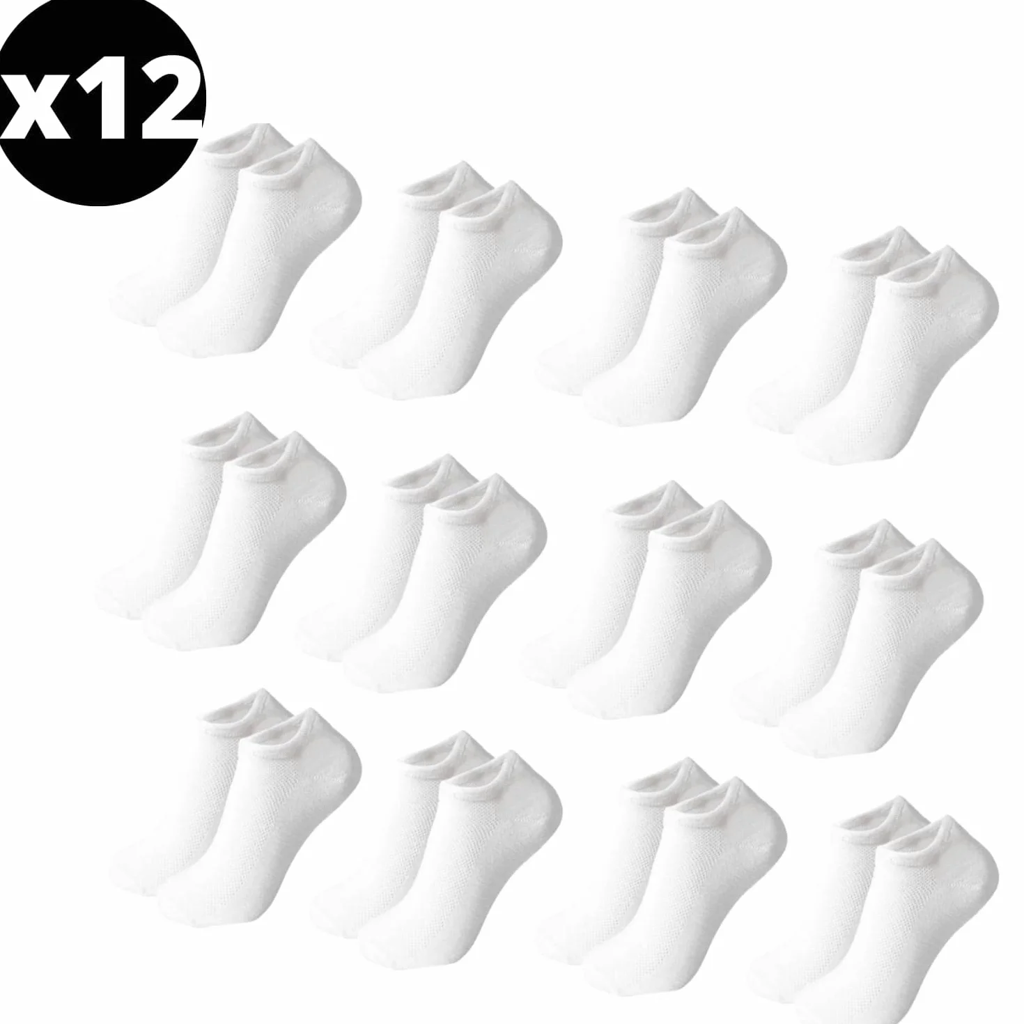 12 Pares - Calcetines tobilleros niña - Calcetines tobillero niño - Blancos