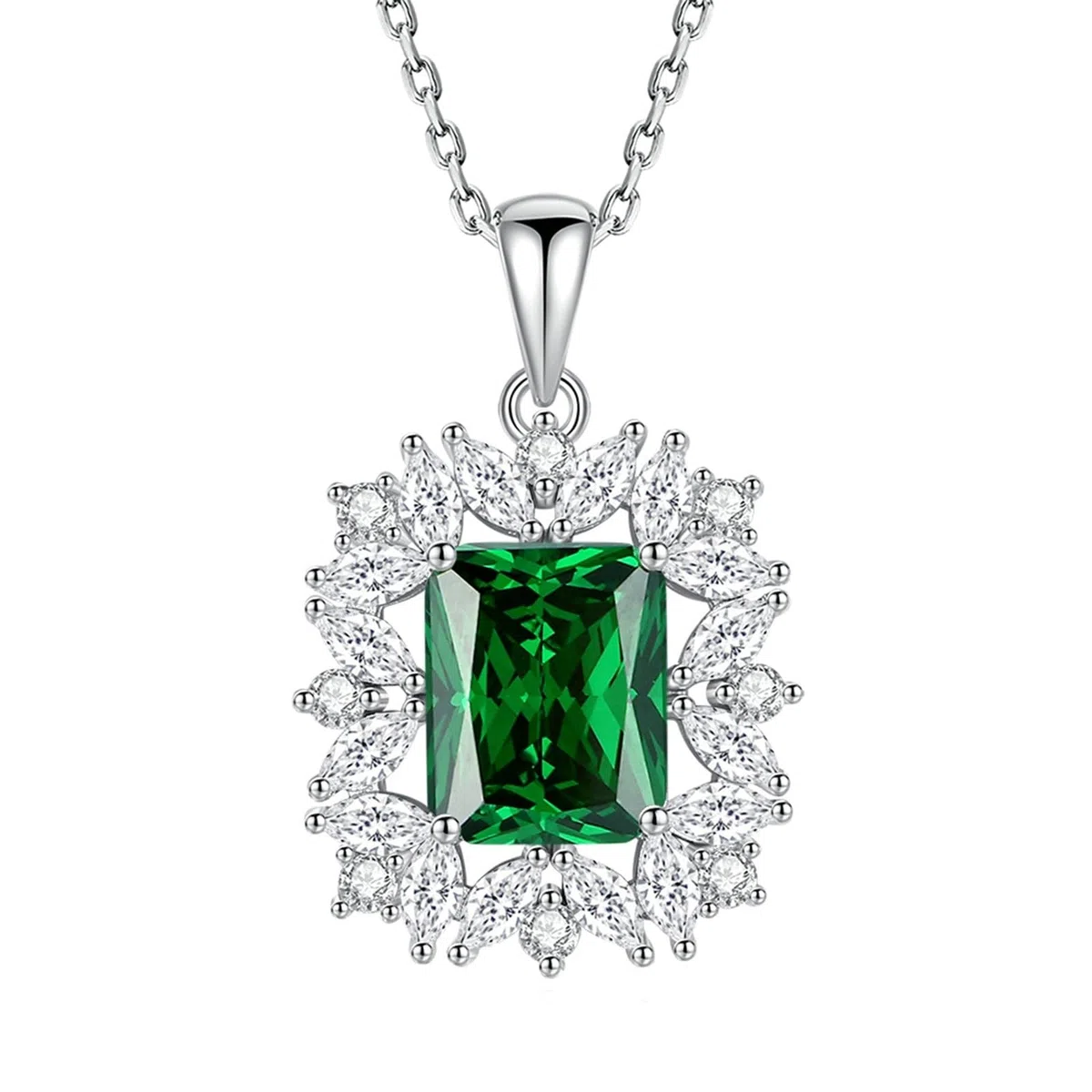 Collares de topacio de oro de 9K/14K/18K platino/platino, colgante grande rectangular de moissanita para mujer, collar con colgante de moissanita
