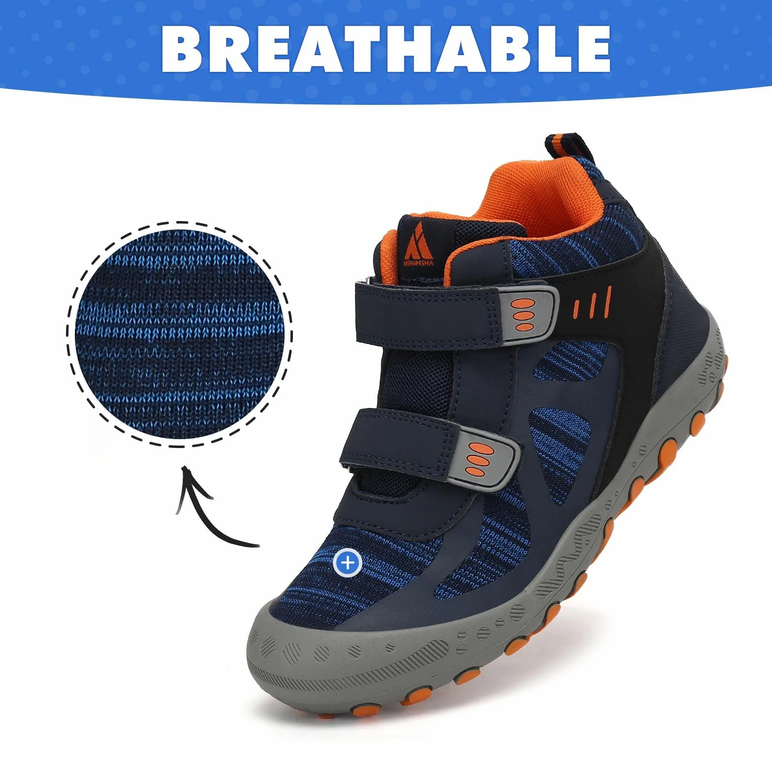 Mishansha Botas de Senderismo Niño Niña Zapatos de Trekking Antideslizante Ligero Zapatillas de Montaña Cómodos Exterior, Azul Vaquero 26 EU