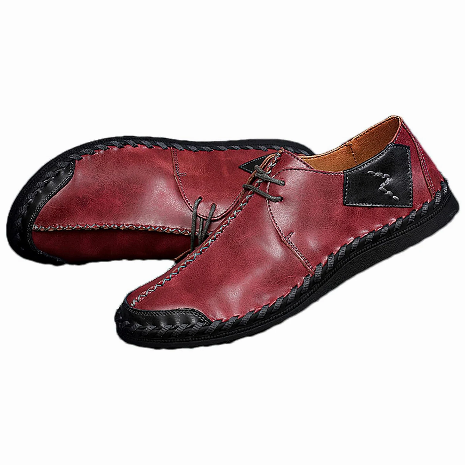 rismart Hombre Mocasine de Cuero Ponte Cosido a Mano Casual Conducción Zapatos de Entrenamiento