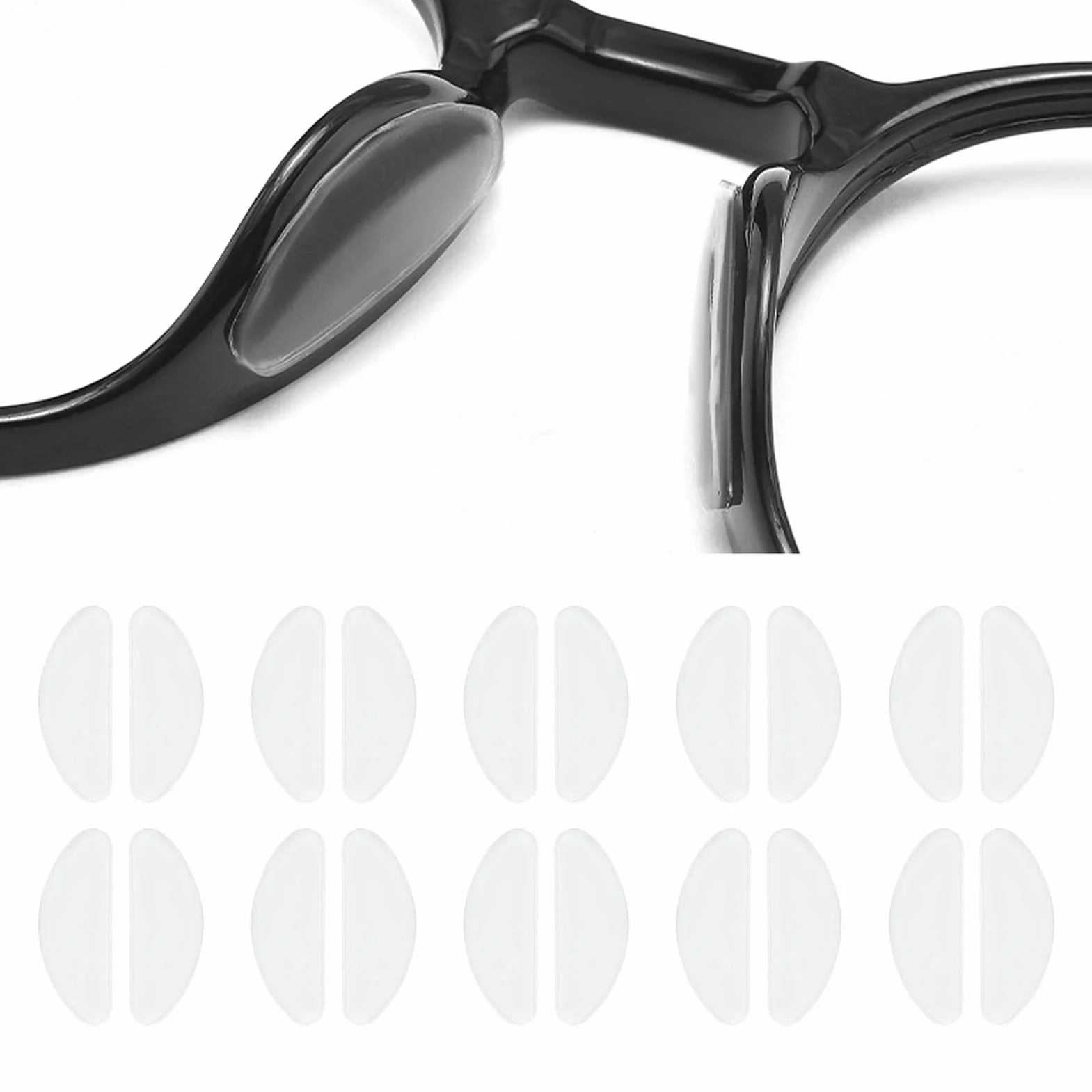 Almohadillas de Nariz para Lentes de Silicona 1mm Antideslizantes Transparentes 10 Pares