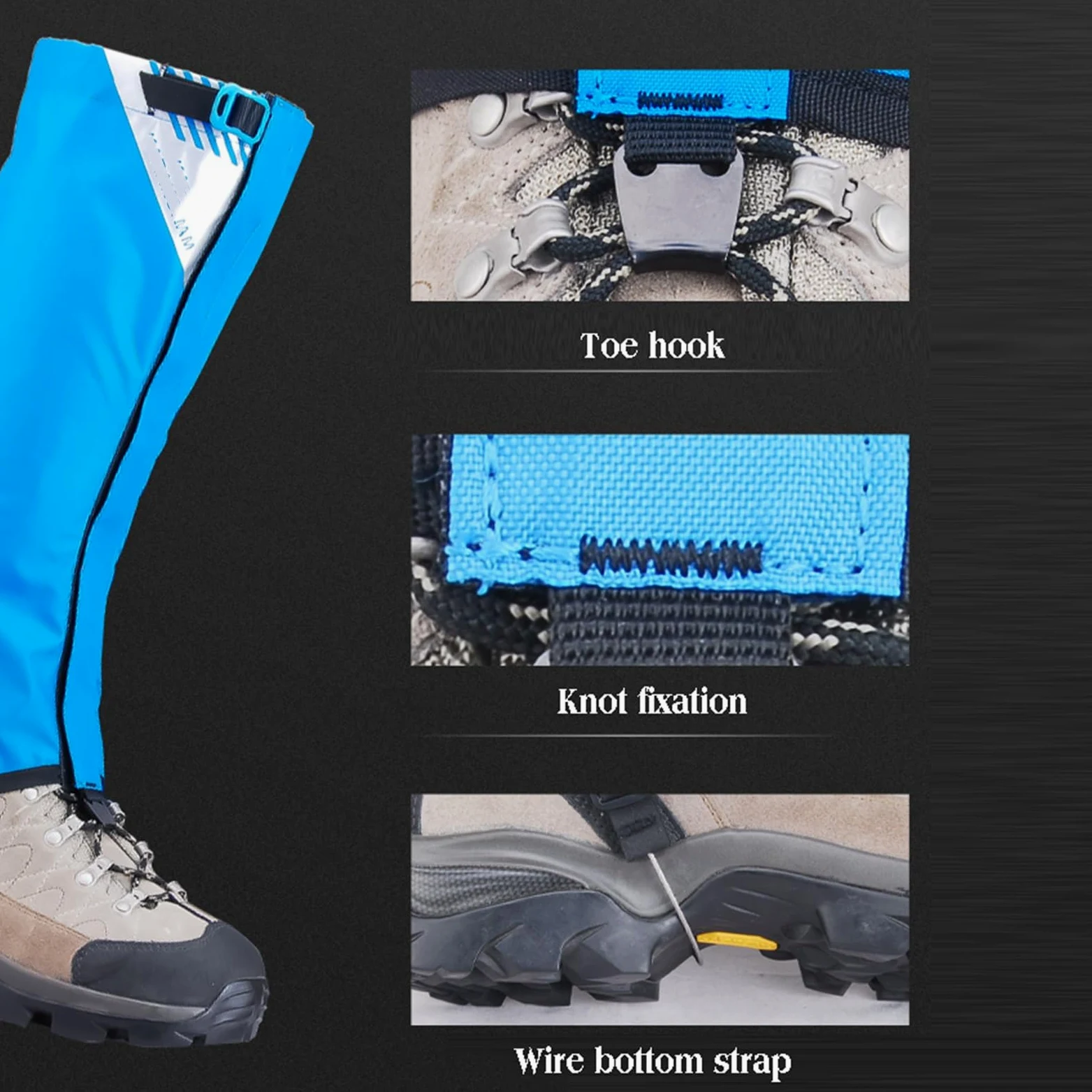 Polainas For Piernas, For Caza Y Senderismo, con Gancho Metálico For Cordones, Ajustables For Botas De Nieve, Senderismo Y Caza, For Hombres Y Mujeres(Blue,40X34cm)