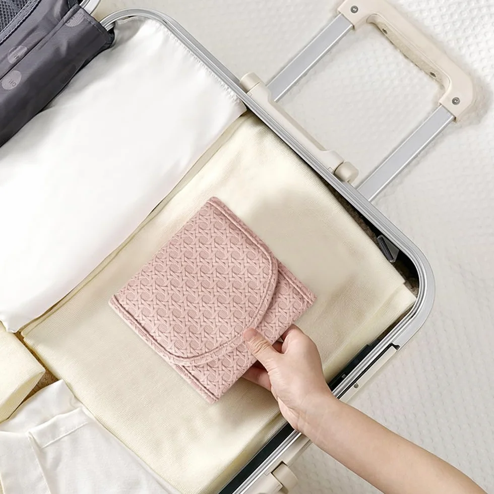Bolsa de rodillos para joyas, organizador de viaje, piel sintética, almacenamiento para pendientes, rosa