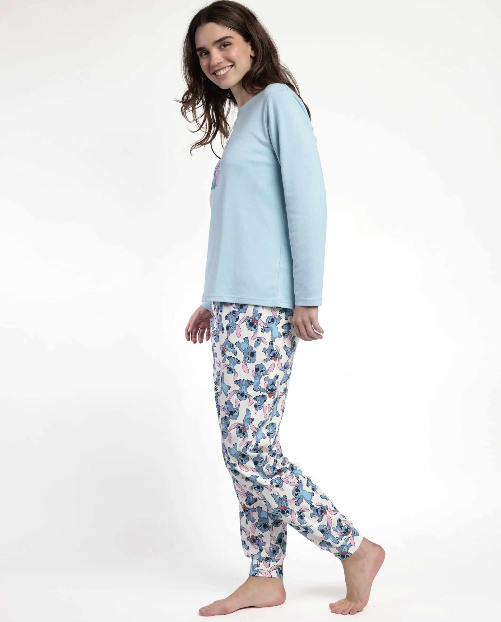 Disney Pijama Manga Larga Stitch Angel para Mujer
