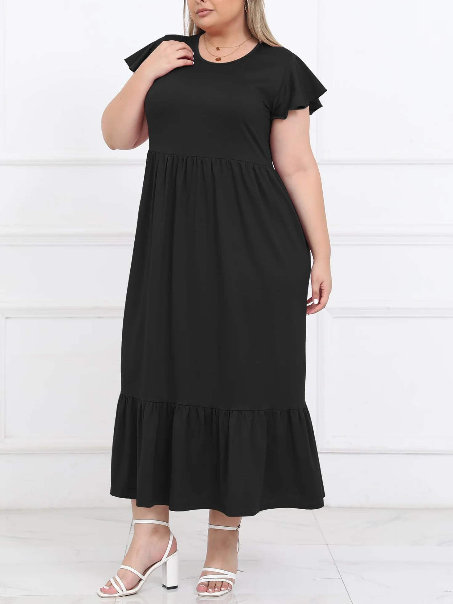 Moon Wood Vestido Largo Mujer Tallas Grandes Vestido Casual Manga Corta Primavera Playa Elegante