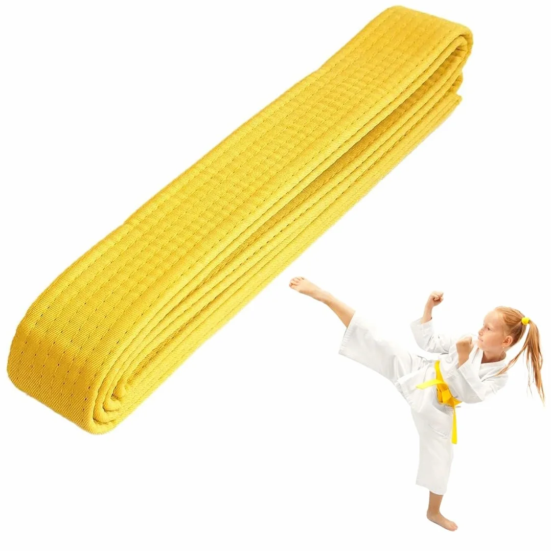 JEYORZY 240cm Cinturón Judo Karate Taekwondo Aikido Artes Marciales Tela Gruesa Adultos Niños Amarillo