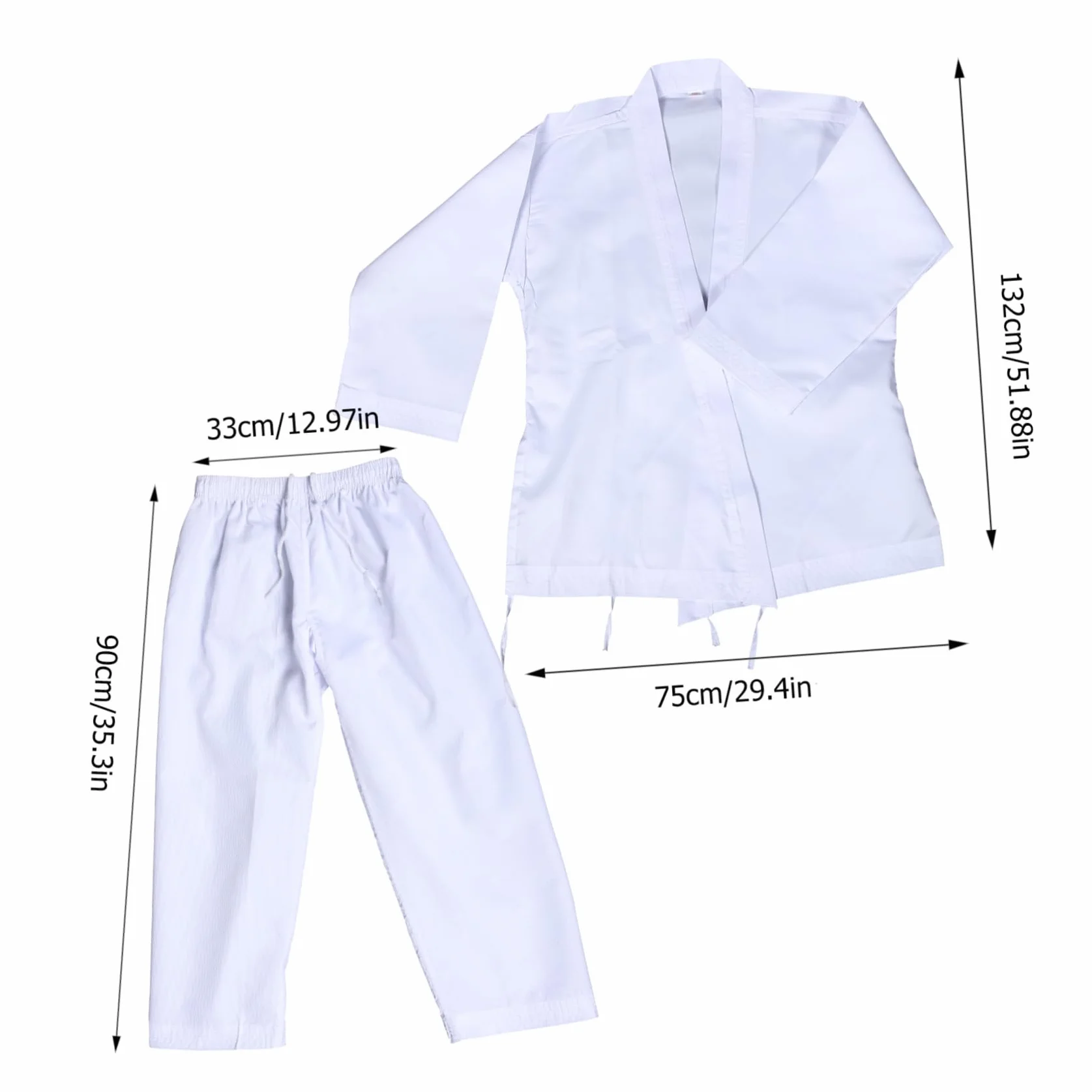 COLLBATH Uniforme de Entrenamiento de Karate Adultos Poliéster Blanco Conjunto Competencia Entrenamiento