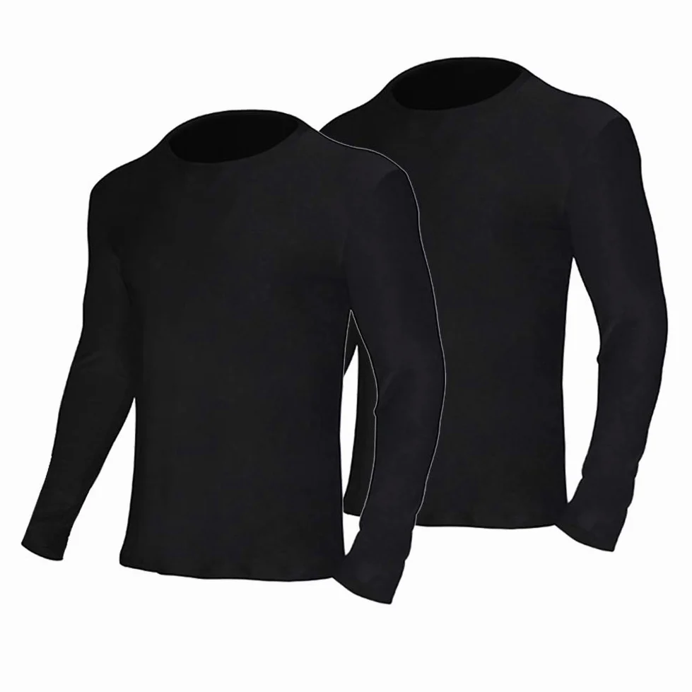 YUSHOW Paquete de 2 Camisetas térmicas de Manga Larga para Hombre, Ropa Interior cálida para Invierno, Capa Base, Ultra Suave, térmica, Clima frío