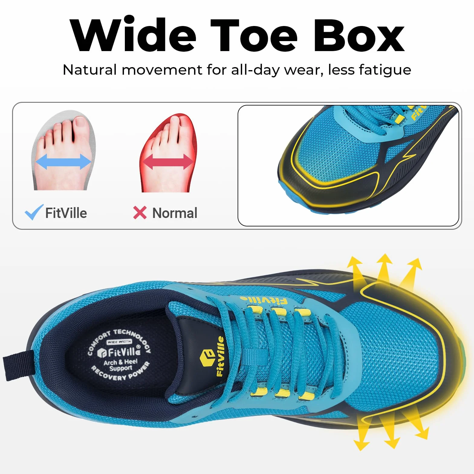 FitVille Zapatillas Ancho Trail Running Hombre Zapatos Caminar Montaña Antideslizantes Deporte Trekking