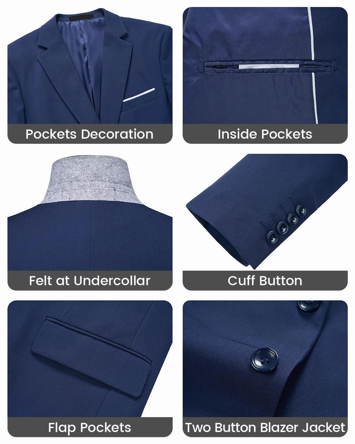 Traje Hombre 3 Piezas Slim Fit 2 Botones Chaqueta Chaleco Pantalón