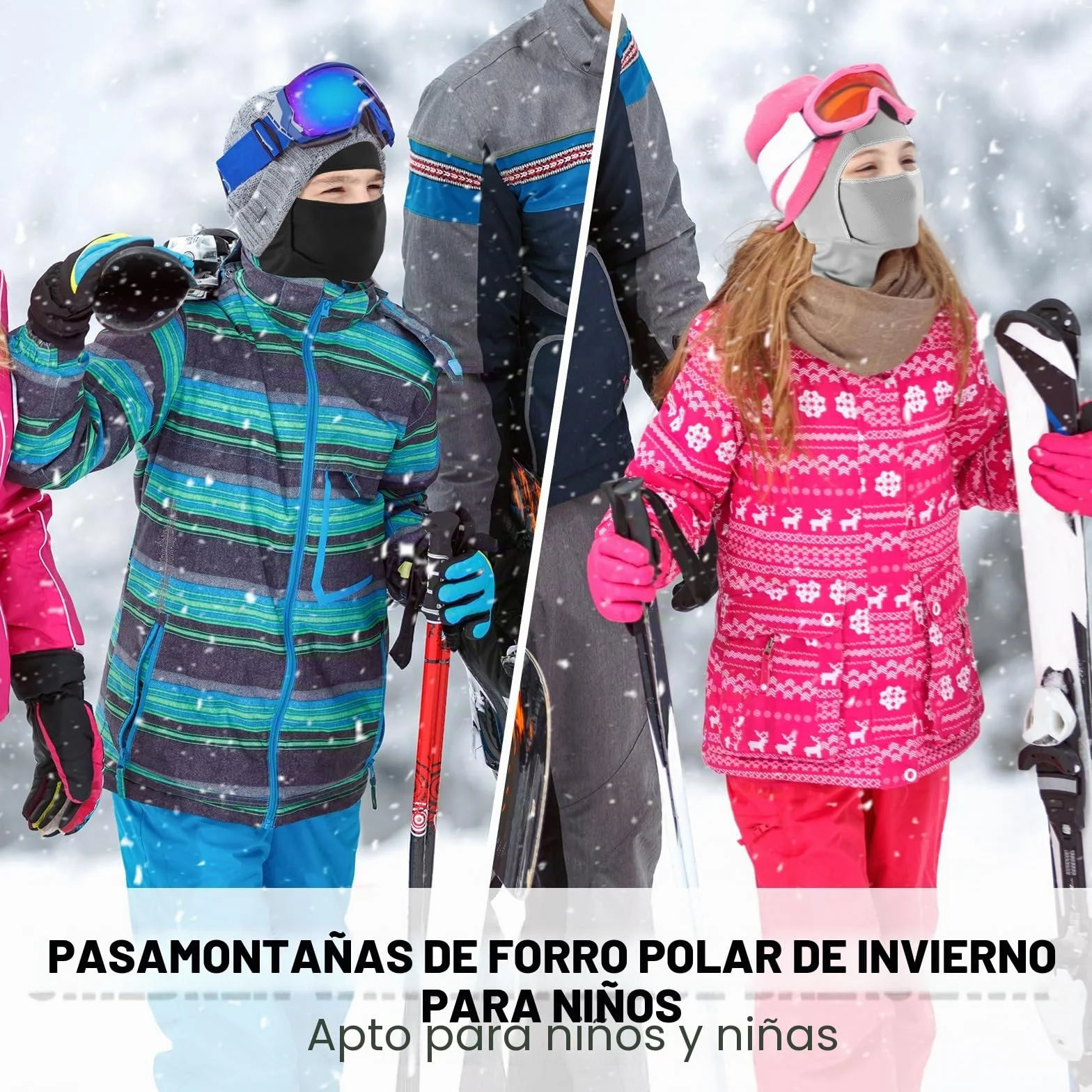 Pasamontañas Térmico Niños 4-12 Años, Máscara Esquí Ciclismo Forro Polar Cálido Prueba Viento Calentador Cuello