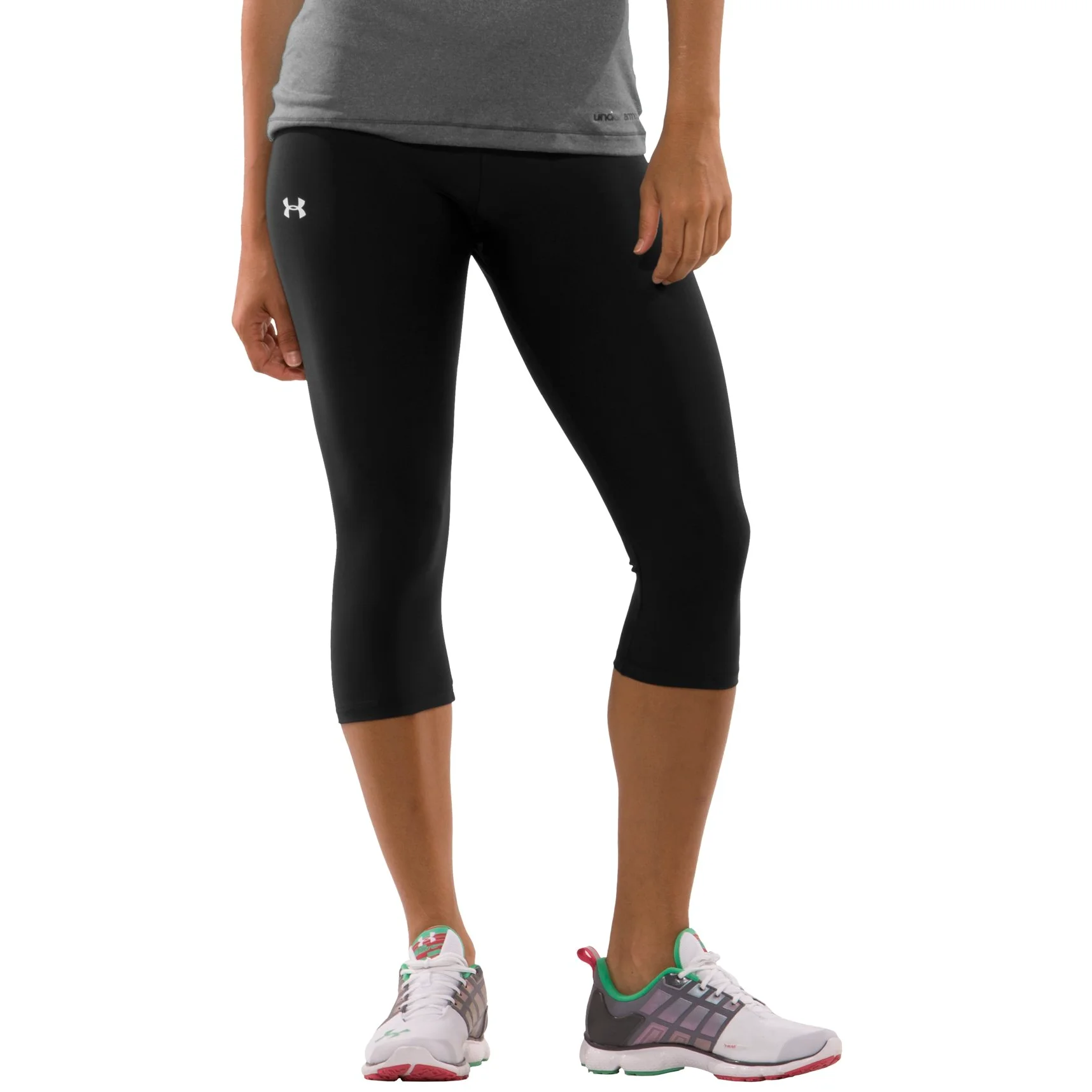 Under Armour UA Heatgear Capri Tight Short Fitness y musculación Mujer Negro, Color blanco