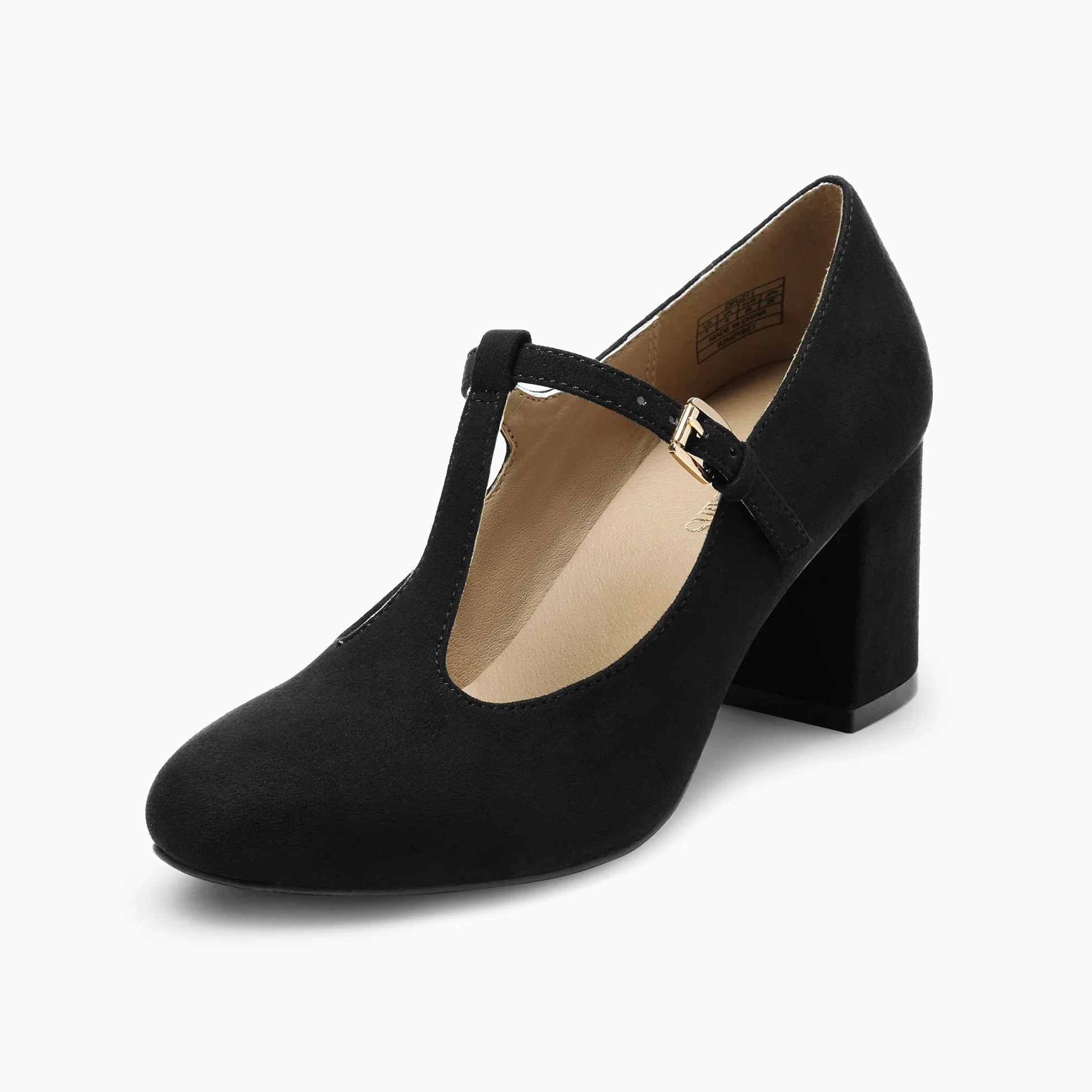 DREAM PAIRS Zapatos Tacón Ancho Mujer | Suela TPR, tacón 7cm, correa T, punta cerrada, estilo Mary Jane, versátil.