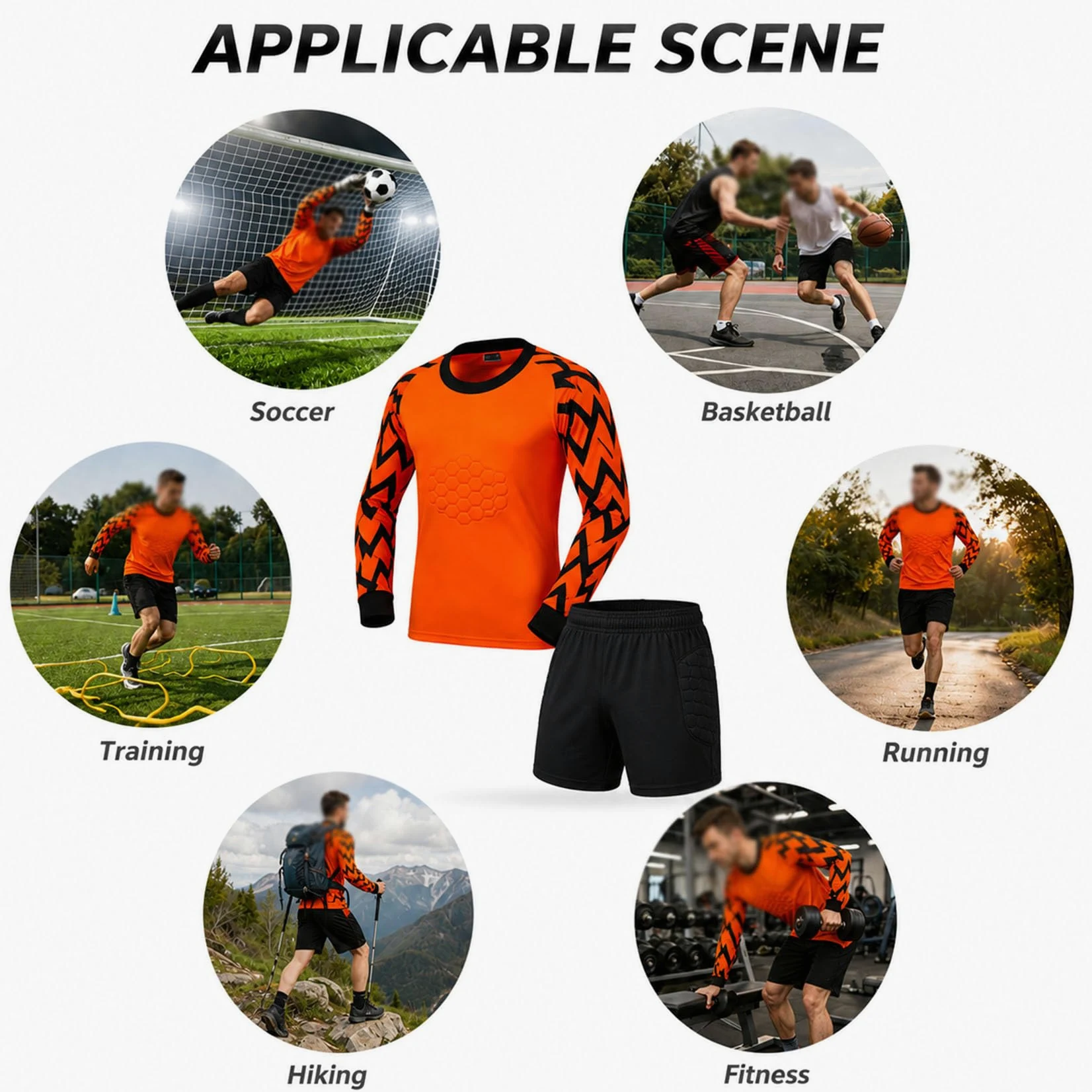 Uniforme de Portero de fútbol para niños, jóvenes y Adultos. Camiseta de Manga Larga y pantalón Corto Ligeros para Entrenamientos y Partidos de fútbol.