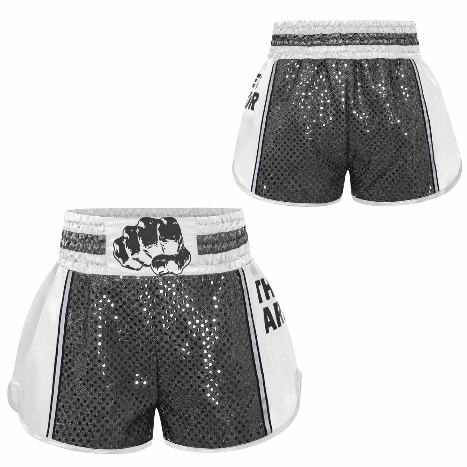 Pantalones Cortos de Boxeo para Niños Cintura Ancha Muay-Thai Kickboxing MMA Artes Marciales