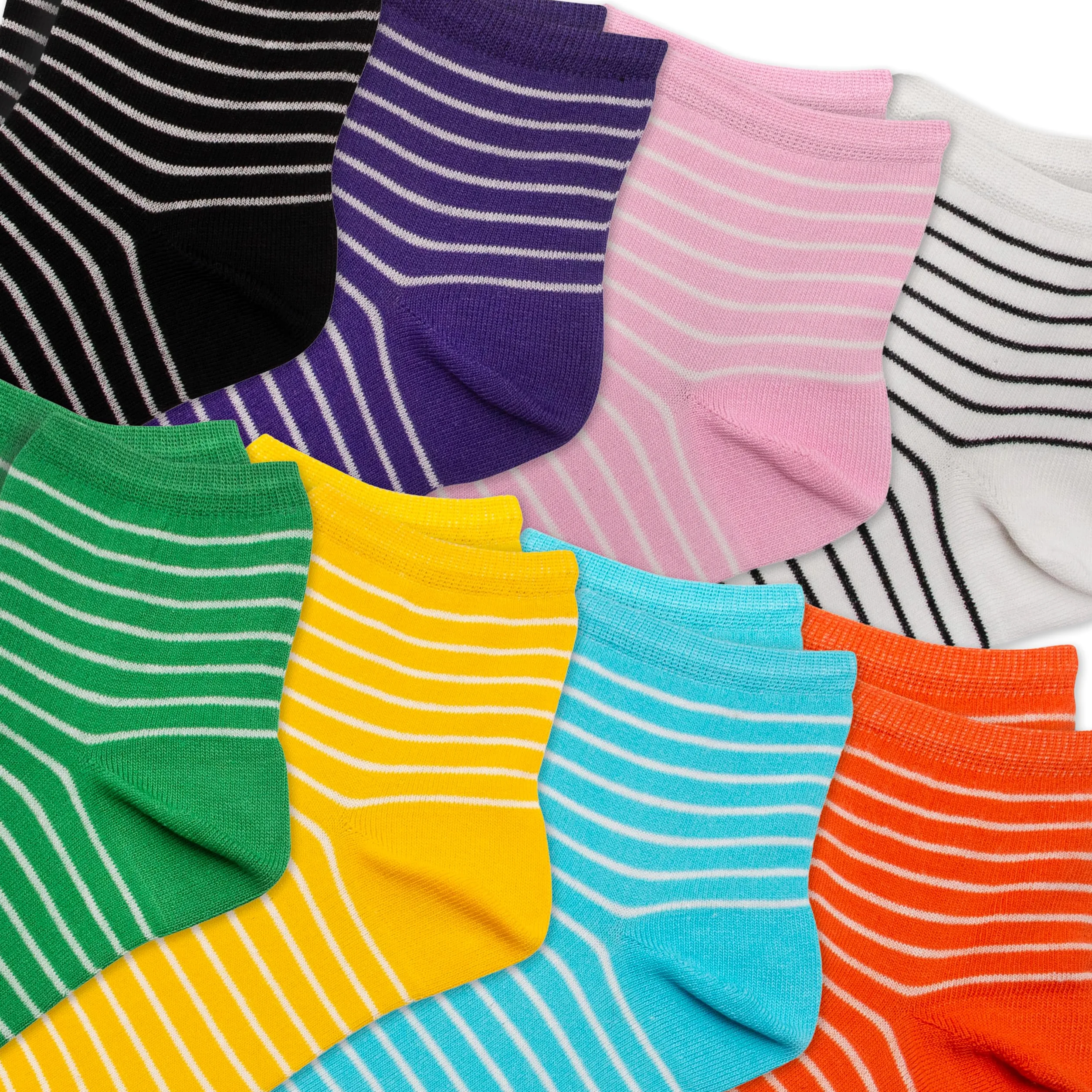 RAFRAY Calcetines de alta calidad, calcetines coloridos a rayas en caja de regalo, longitud al tobillo, 8 pares, talla US W 5-9.5