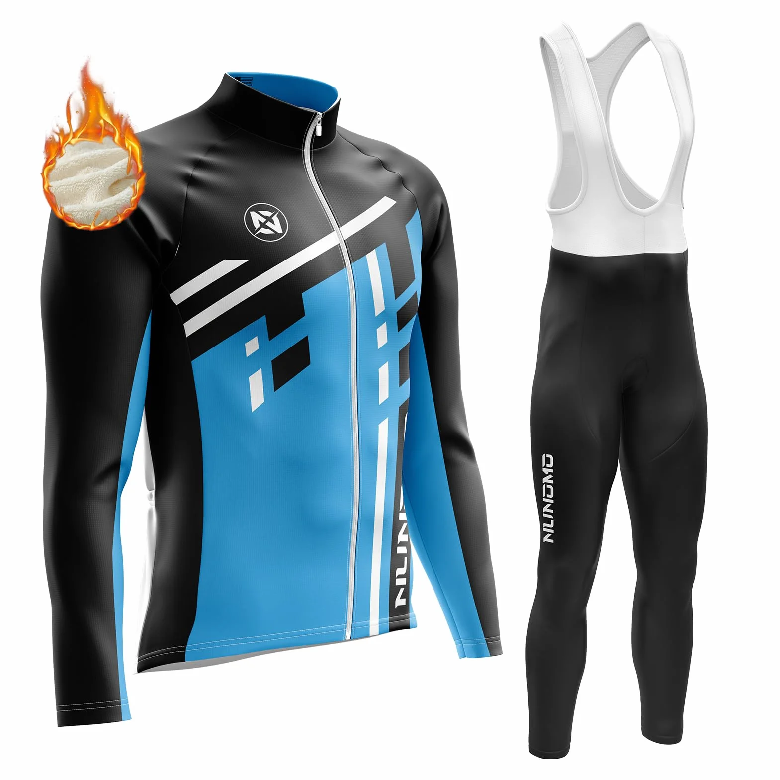 Conjunto de Jersey de Ciclismo de Manga Larga de Invierno para Hombre de Lana Térmica a Prueba