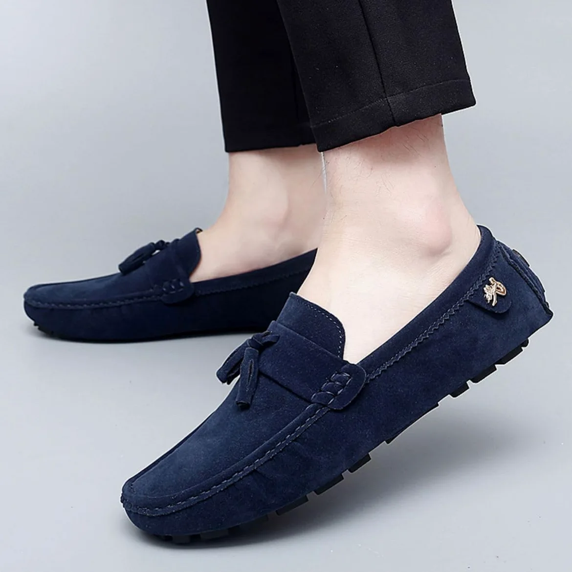 Hombres Elegante Hebilla Mocasines Comodidad Ante Zapatos de Conducir Estiloso Pantuflas Holgazanes Slip On Verano Plano Cuero Zapatos de Conducción 38-49 EU