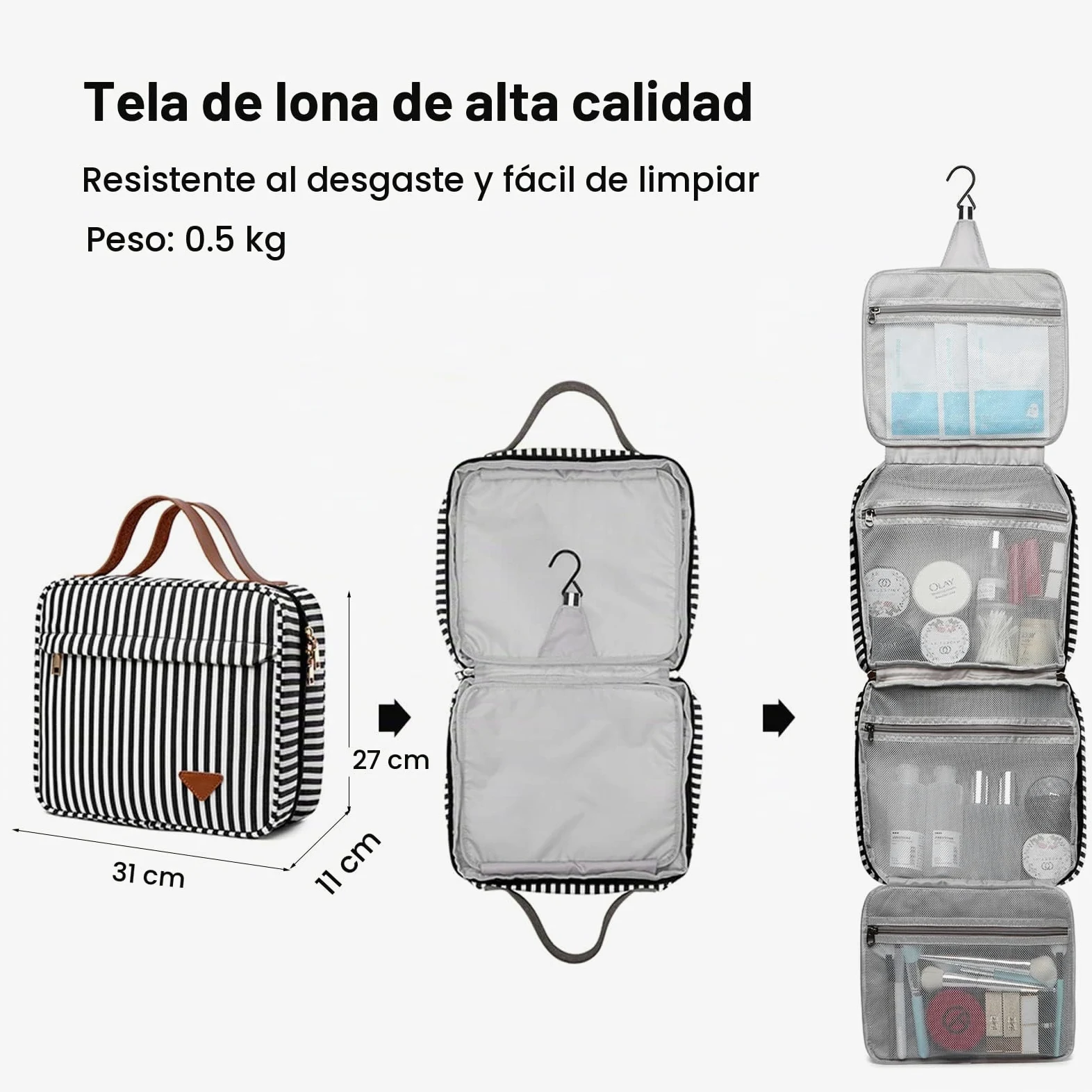FANDARE Bolsas de Maquillaje Neceser de Viaje Mujeres Hombres Lona Bolsa de Cosméticos de Viaje Neceser de Viaje para Colgar Bolsas de Aseo Cosméticos Organizador Neceseres de Viajes de Negocios