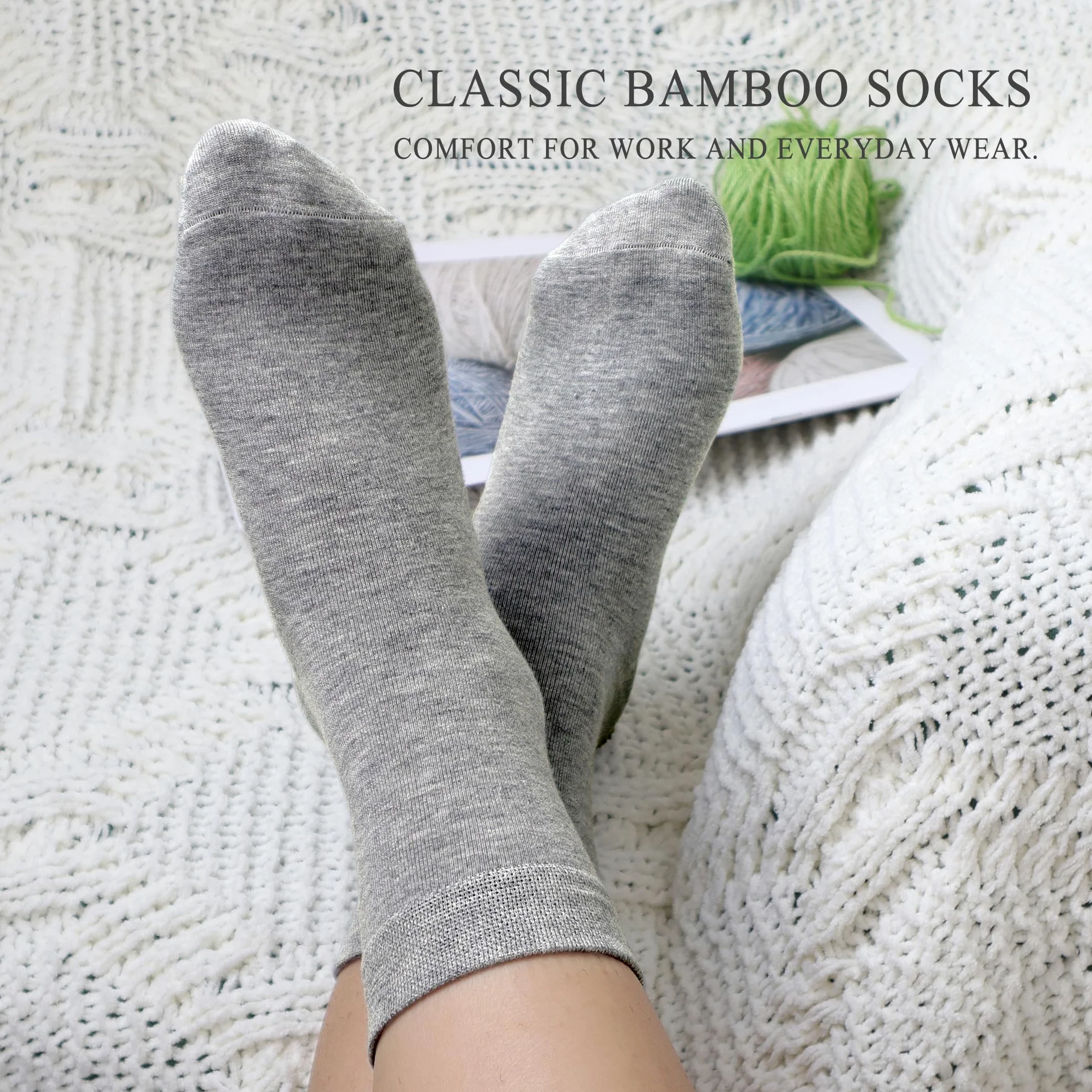 Calcetines finos de fibra de bambú para mujer, con efecto de tobillo, sedoso, suave, transpirable, clásico, antiolor, 6 unidades, Gris, M