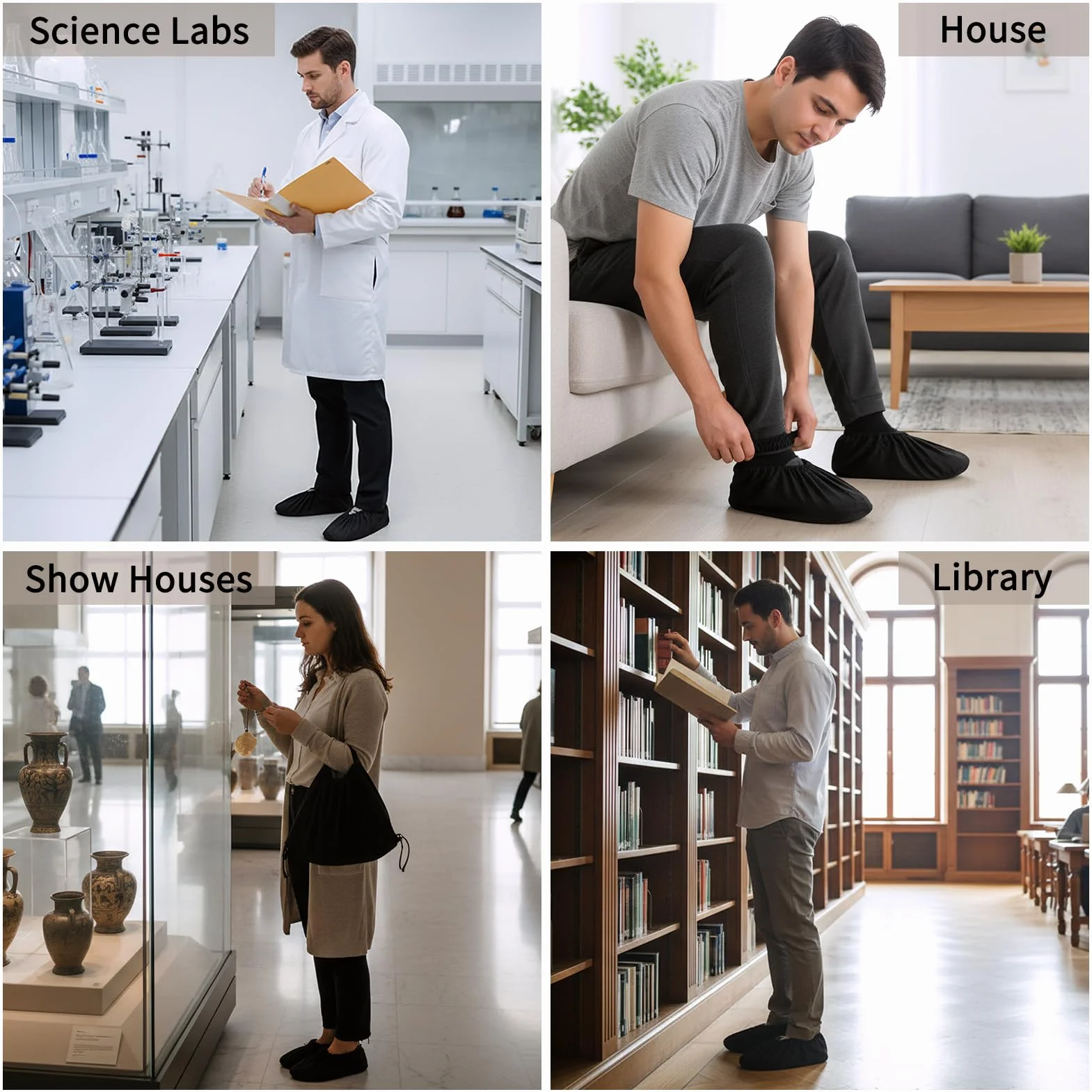 5 Pares Cubrezapatos Antideslizantes Cubiertas Reutilizable Zapatos con Franela Cubiertas de Zapatos Adecuadas para Lugares de Trabajo en Interiores Domésticos