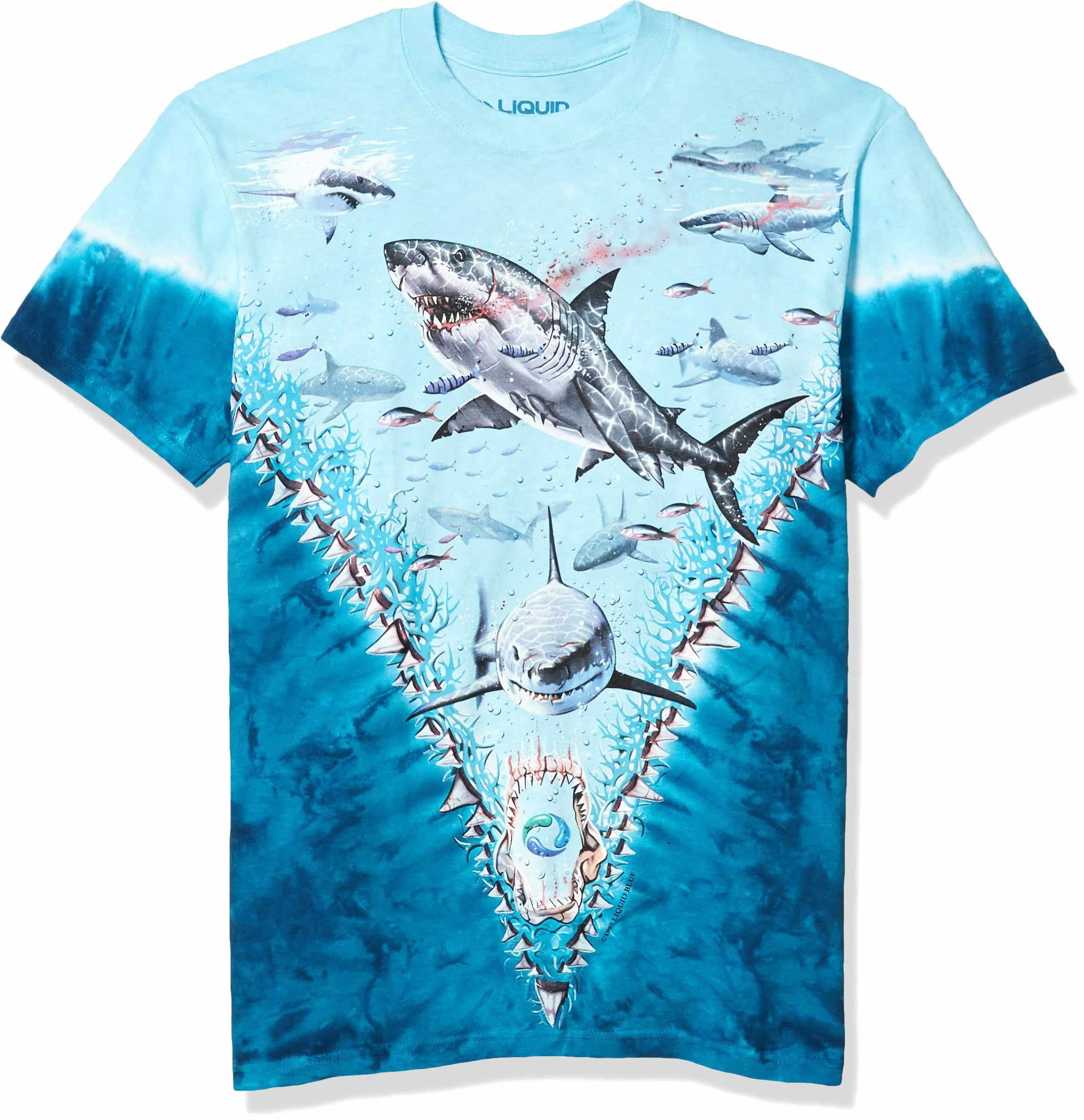 Liquid Blue Great White Sharks T-Shirt Camiseta Hombre (Pack de 1)
