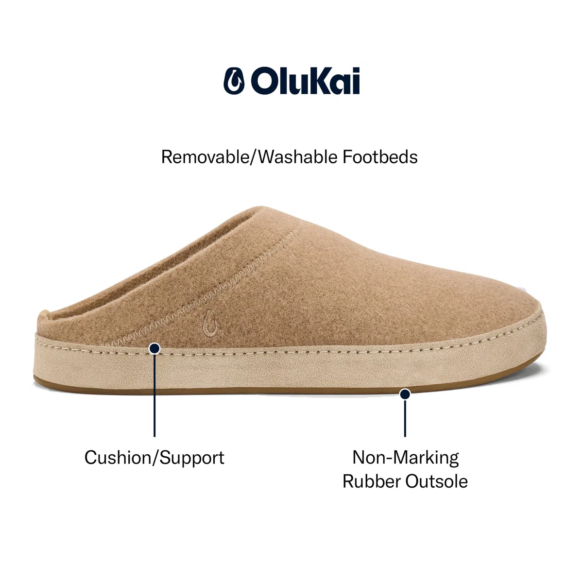 OLUKAI Hamani Hulu - Pantuflas de lana para hombre, suaves y cómodas con materiales de primera calidad, piel de oveja y fieltro italiano, para todo el día