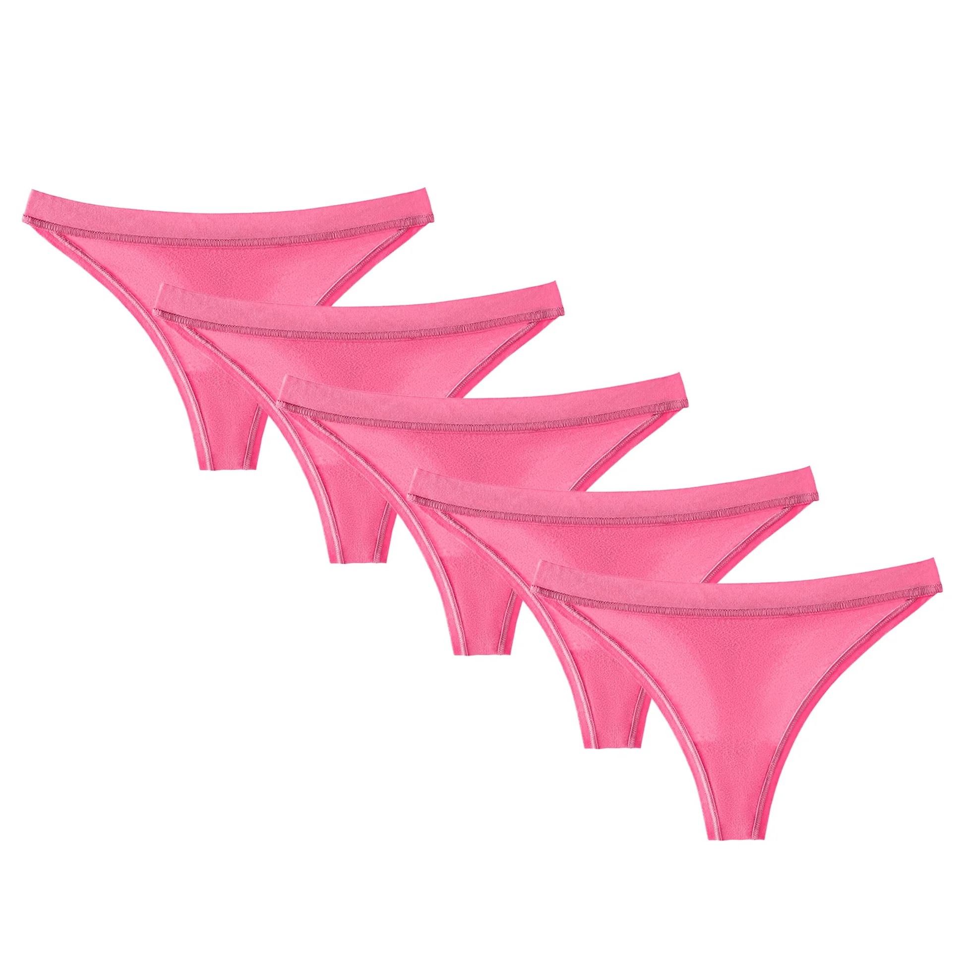 Tanga de cintura baja con espalda en T para Mujeres Bragas Hipster de Tejido Elástico Suave Y Transpirable Ropa Interior Deportiva de Algodón Color Sólido