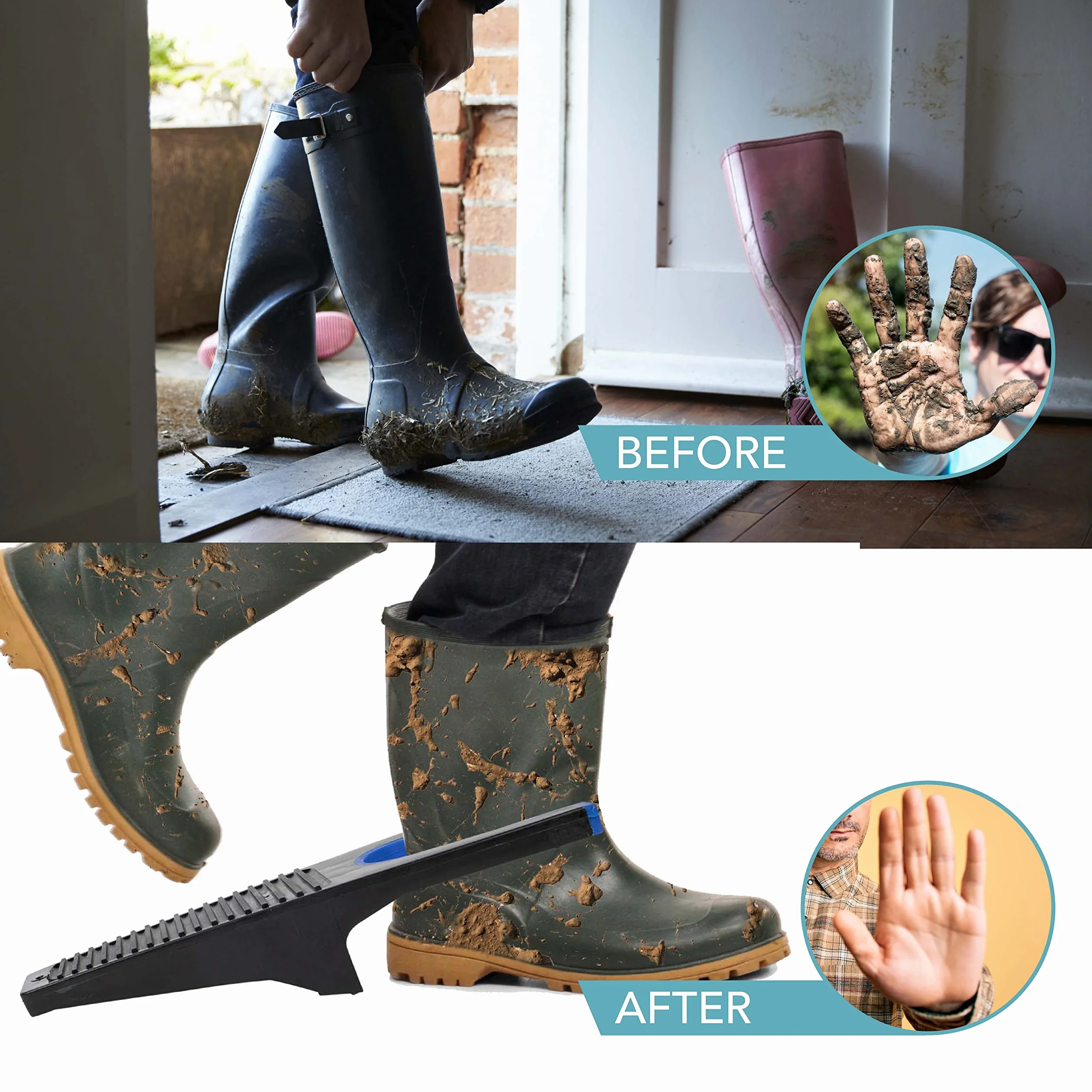 HEFTMAN Boot Jack - 2 removedores de botas de agua resistentes, negro/azul, Talla única