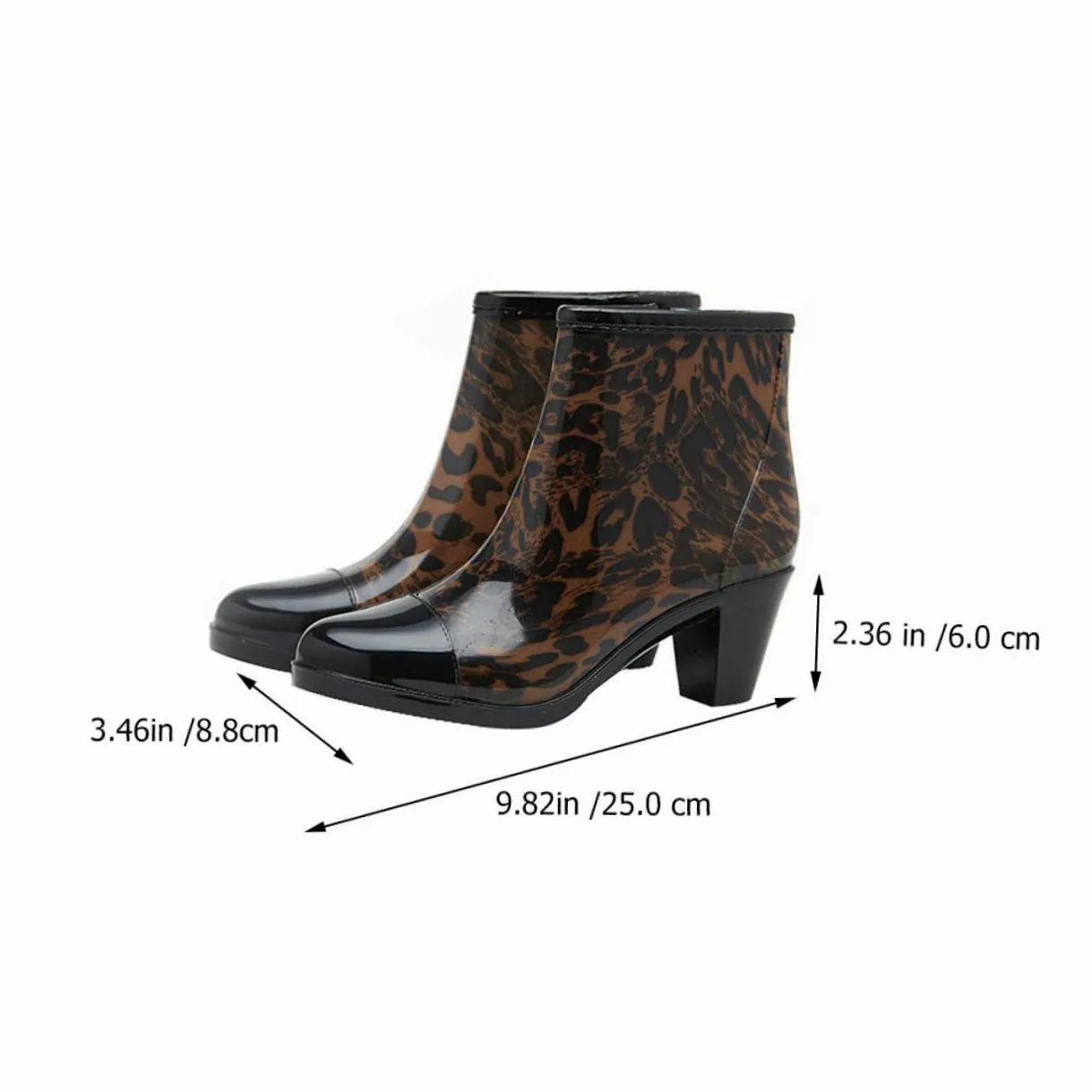 PartyKindom Botas de Lluvia Cortas de Pvc Tacón Alto para Mujer y Cremallera Lateral, Antideslizantes Diseño Elegante y Moda para Uso Diario
