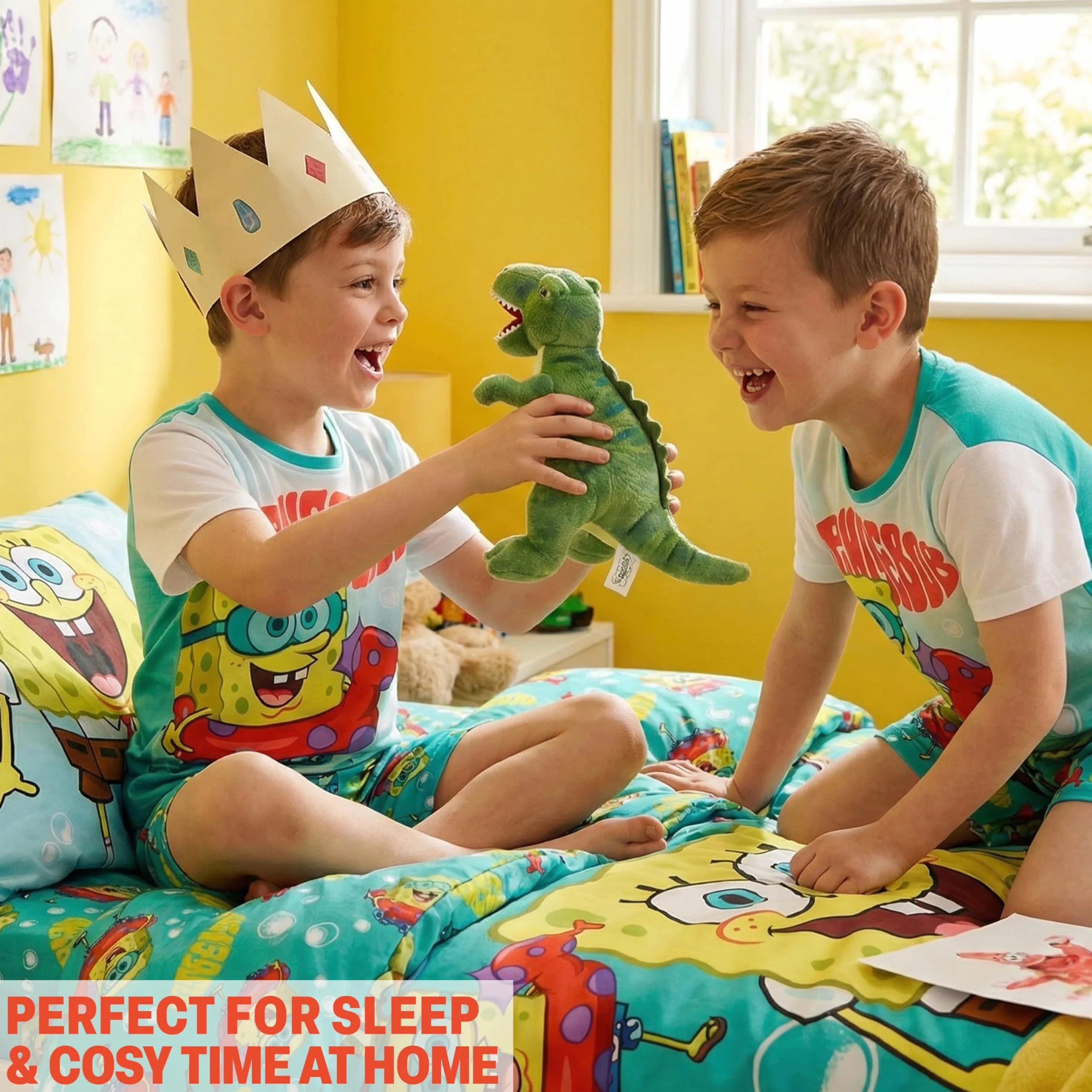 Bob Esponja Pijama Niño 4-12 Años Conjunto Verano Corto Algodón Camiseta Manga Corta Shorts Ropa Dormir