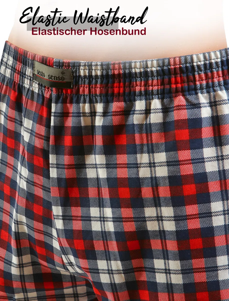 Sesto Senso Pijama Hombre Largo Invierno Clásico Algodon 2 Piezas Ropa De Dormir Conjunto Camisa Manga Larga Pantalones Largos M Granat WALDI