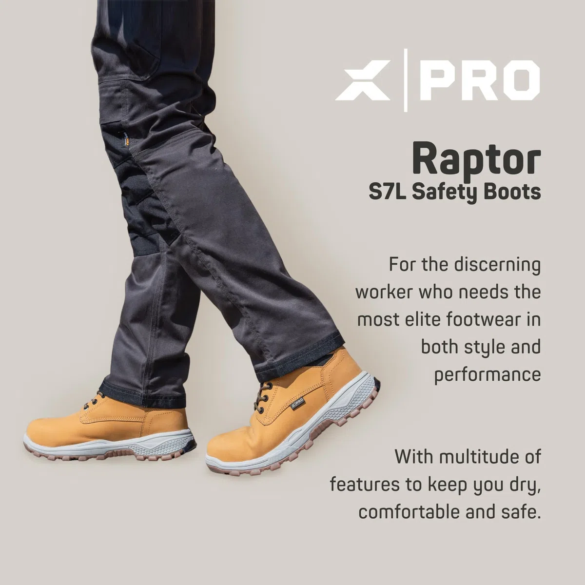 Xpert - Botas de seguridad impermeables PRO Raptor S7L. Zapatos con puntera con cordones. Botas de trabajo de cuero cómodas, resistentes al agua y al viento para hombre con soporte para el tobillo y