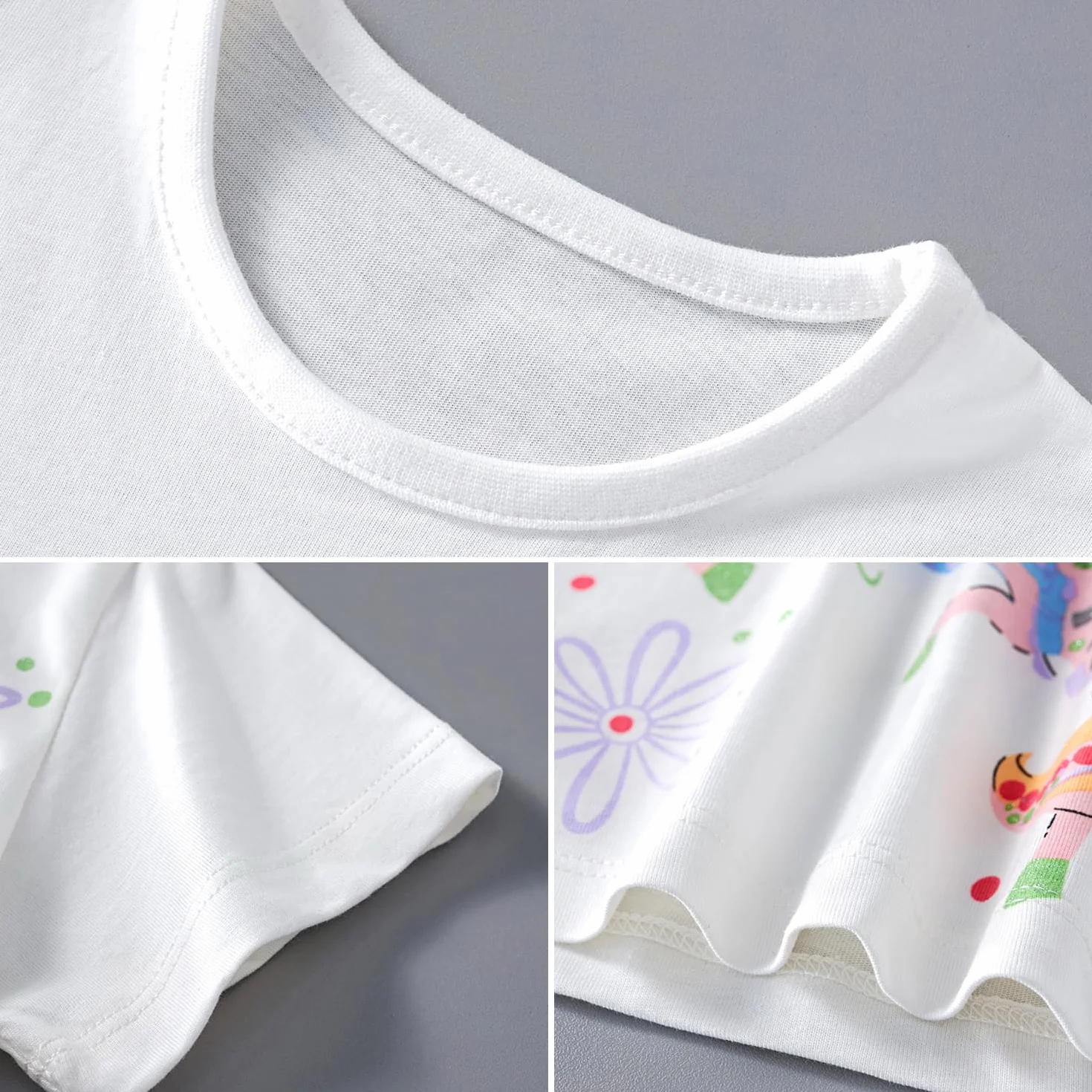 Camisetas de Manga Corta para Niñas T-Shirts Algodón de Unicornio Ropa de Verano para Niña 3-8 Años