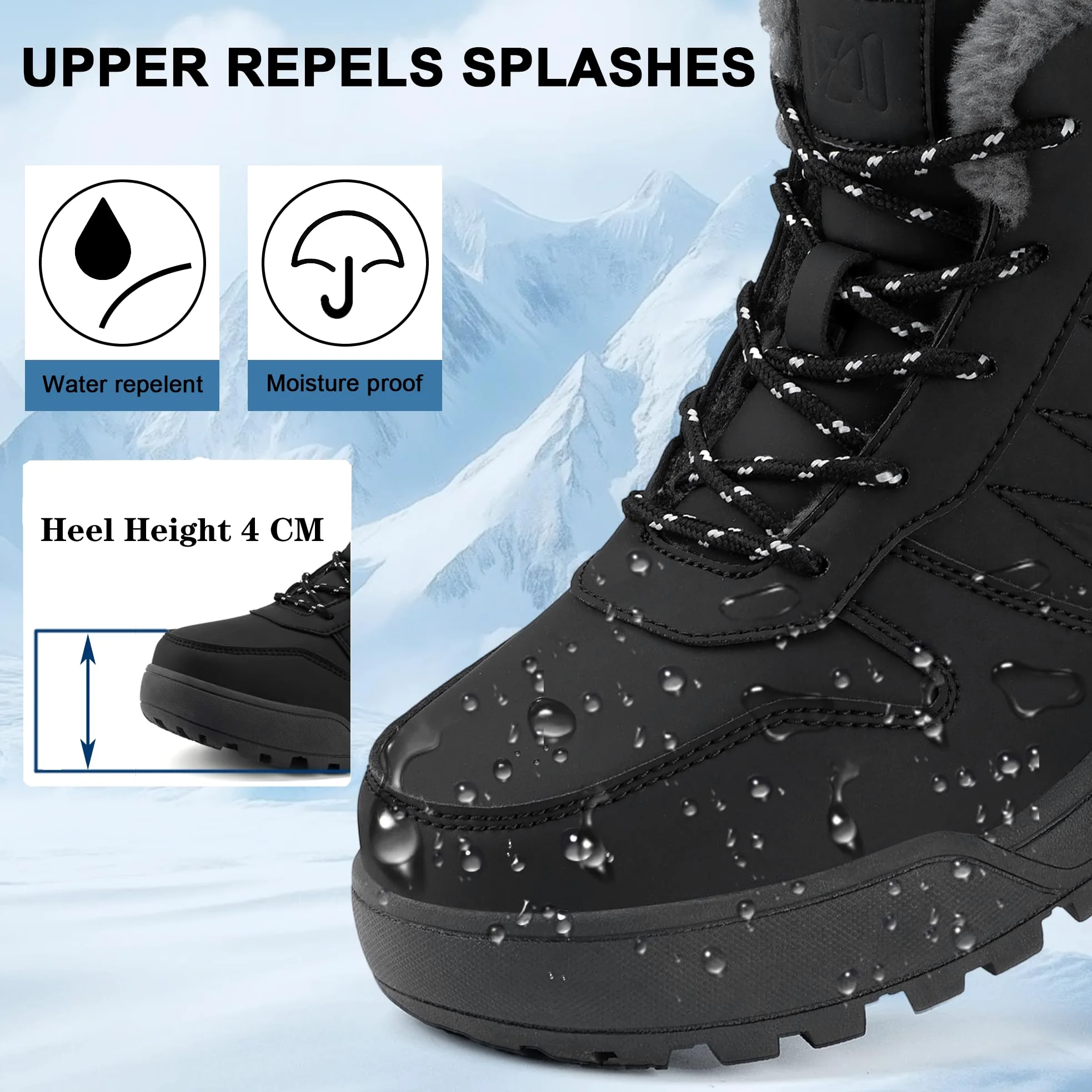 Botas de Nieve Mujer Impermeables Antideslizantes - Forradas de Pelo Caliente, Botas de Invierno Abrigadas para Mujer