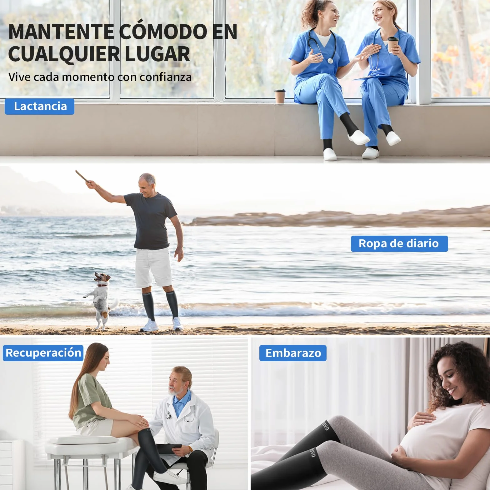 CAMBIVO Medias de Compresión 20-30 mmHg Clase 2, Calcetines Compresion para Varices, Circulacion Piernas