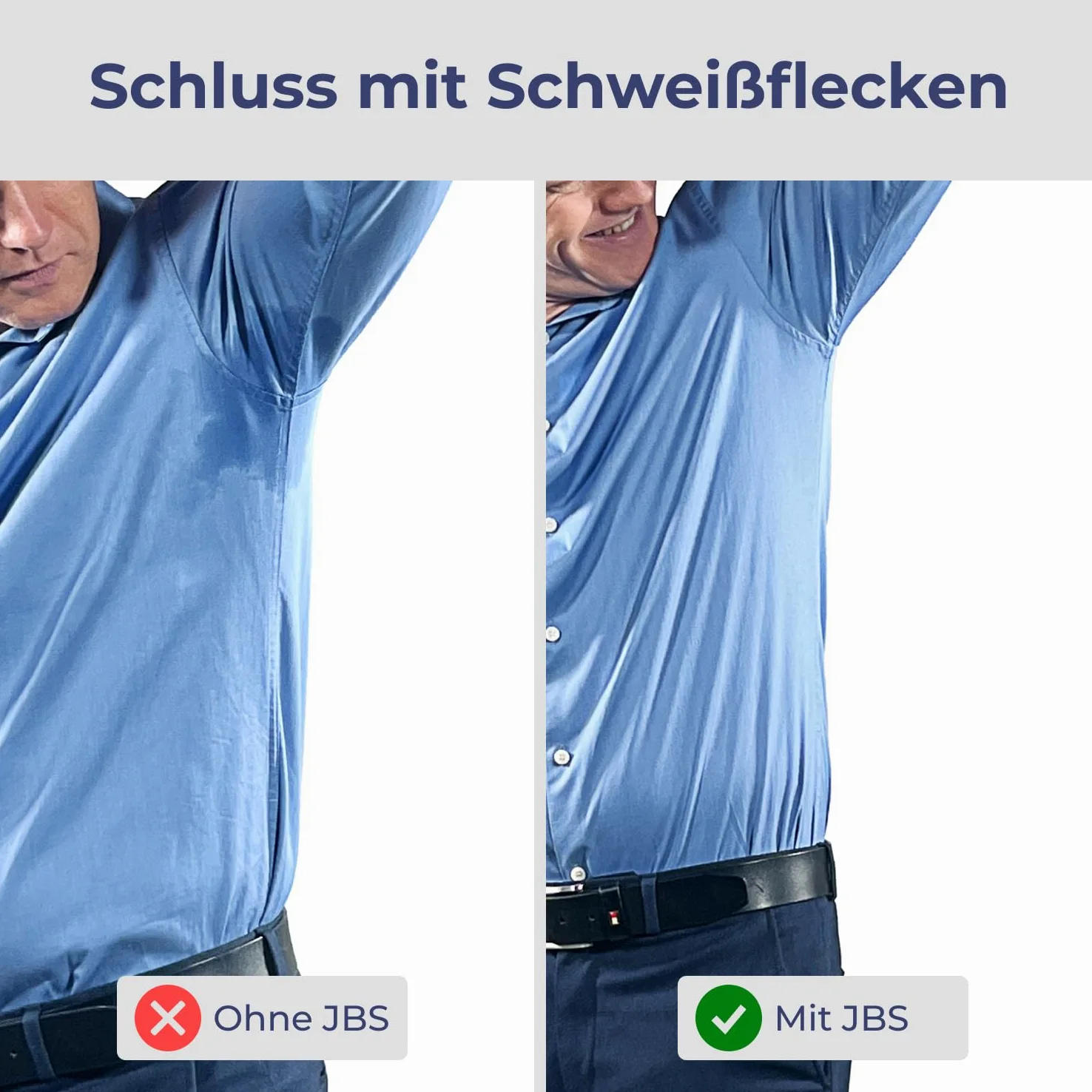 jbs Camiseta interior antisudor para hombre, resistente al sudor con tecnología de membrana, bambú y algodón, protección contra manchas de sudor, paquete de 1 unidad
